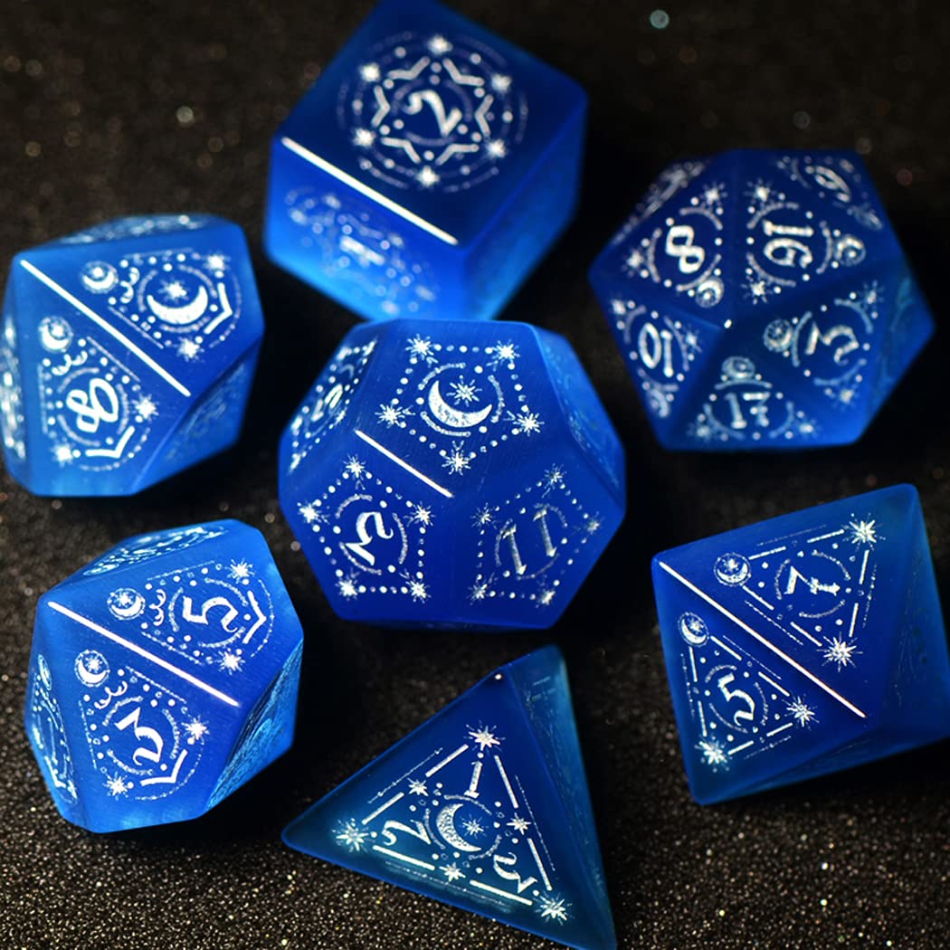 LANGWEI D&D Dice Set - Beautiful Blue Opal Polyhedral Dice for Dungeons & Dragons, TRPG, Tabletop RPG Games | Perfect for D&D Campaigns, RPG Nights & Fantasy Gaming Sessions