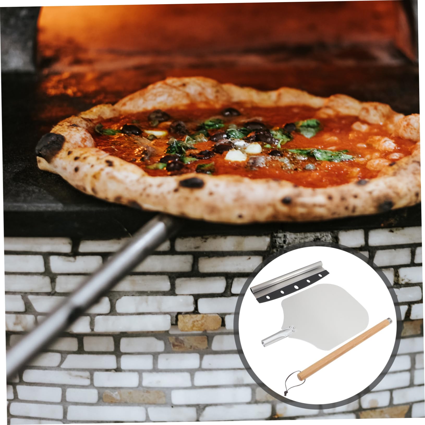 2-Piece Pizza Spatula and Cutter Set - Stainless Steel Pizza Shovel, Cake Transfer Tool & Pancake Cutter - Essential Baking Supplies for Home Kitchen, Restaurants, and Pizza Parties