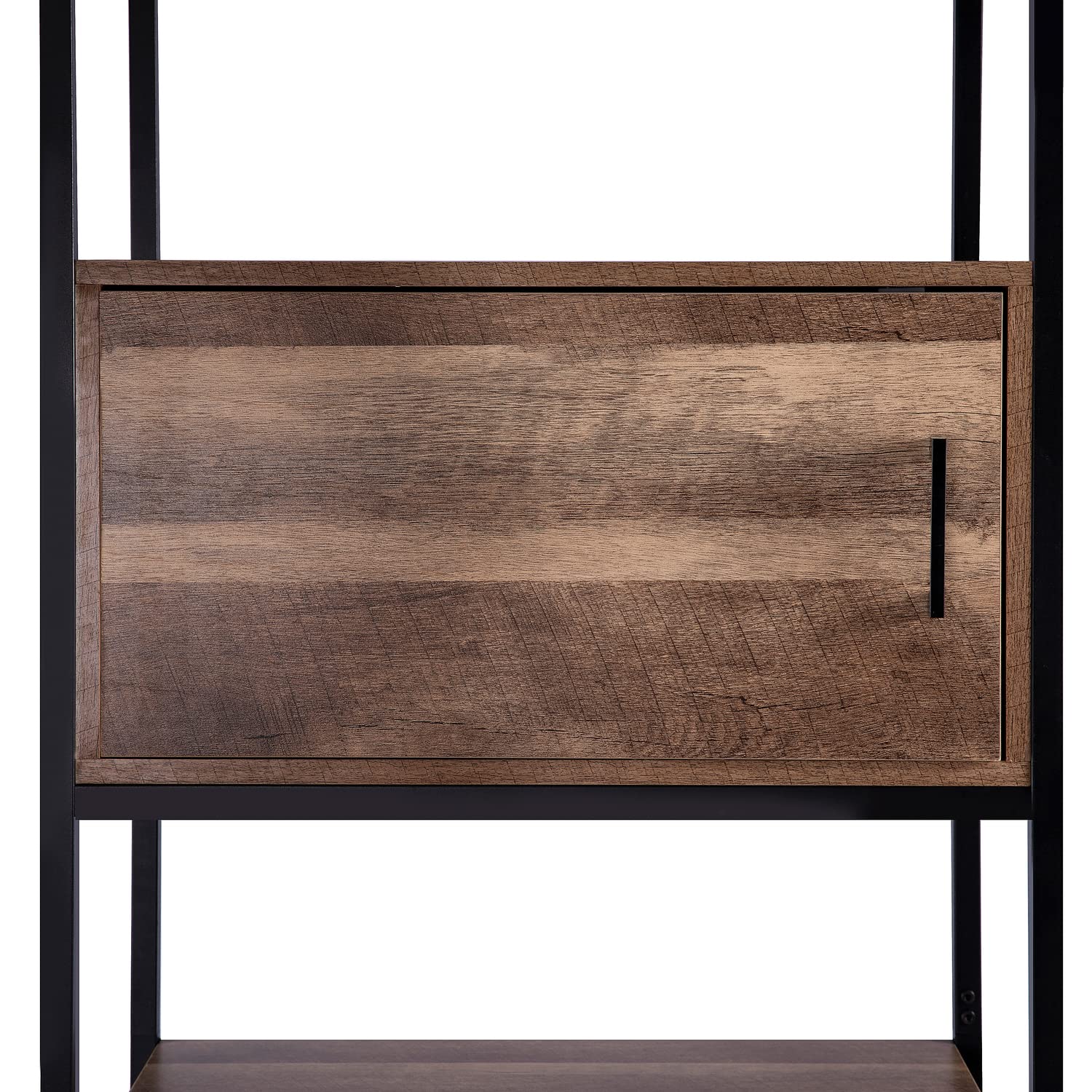 Naomi Home Parker Bookcase with Storage Shelves & Pullout Drawers - Modern Bookshelf Organizer with Metal Frame for Bedroom, Living Room, Office - Walnut Finish
