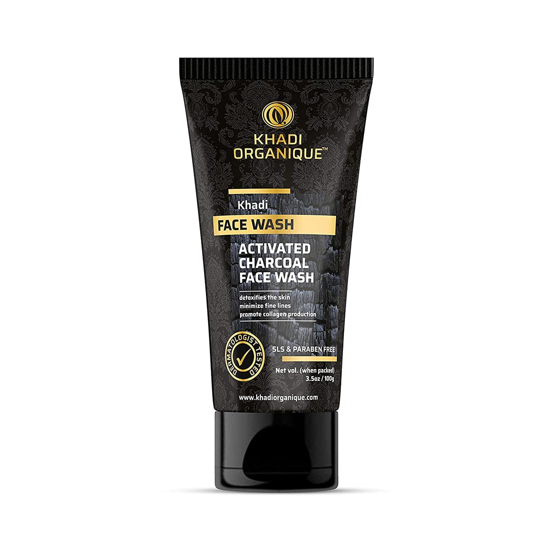Khadi Organique Charcoal Face Wash 100gm - Deep Cleansing & Detoxifying for Oily & Acne-Prone Skin - Perfect for Daily Skincare Routine & Blackhead Removal