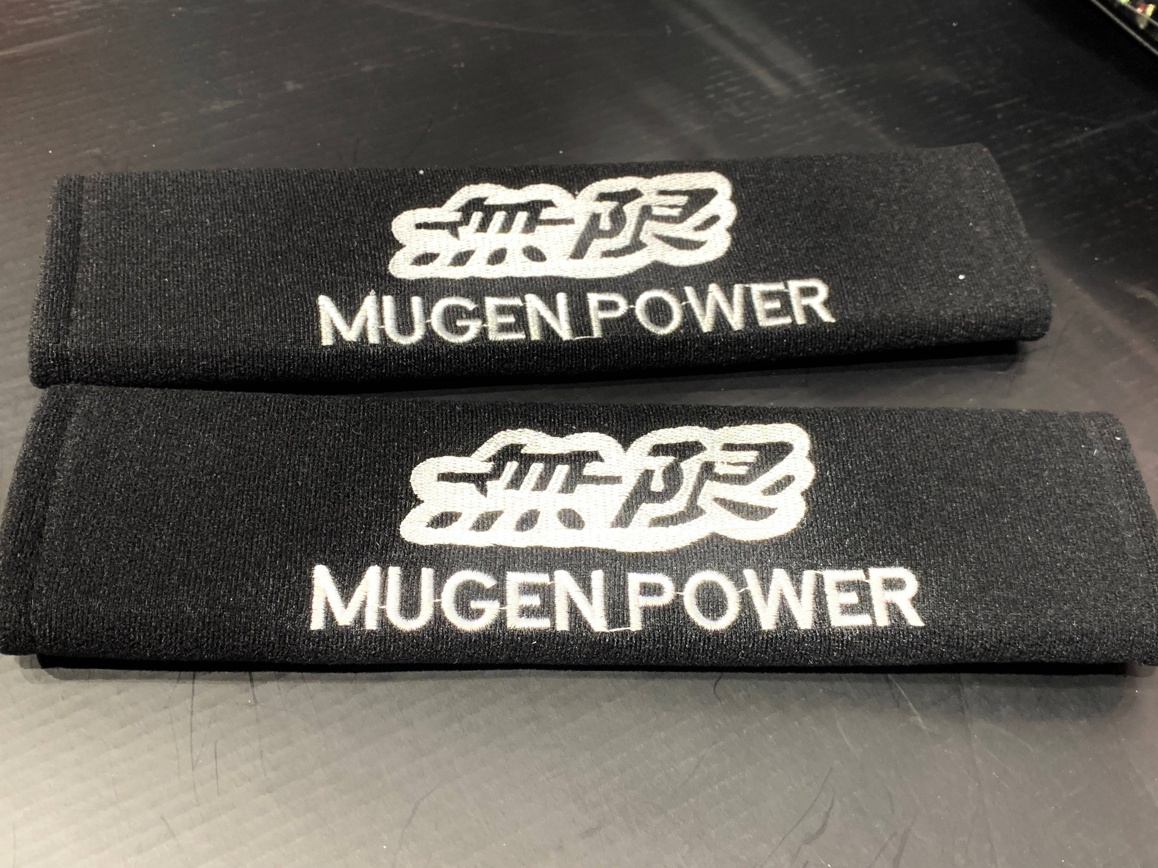 JDM Mugen Power Seat Belt Pad Cover Protectors - Comfortable Shoulder Pads for Cars & Trucks - Reduce Friction & Pressure for Long Drives