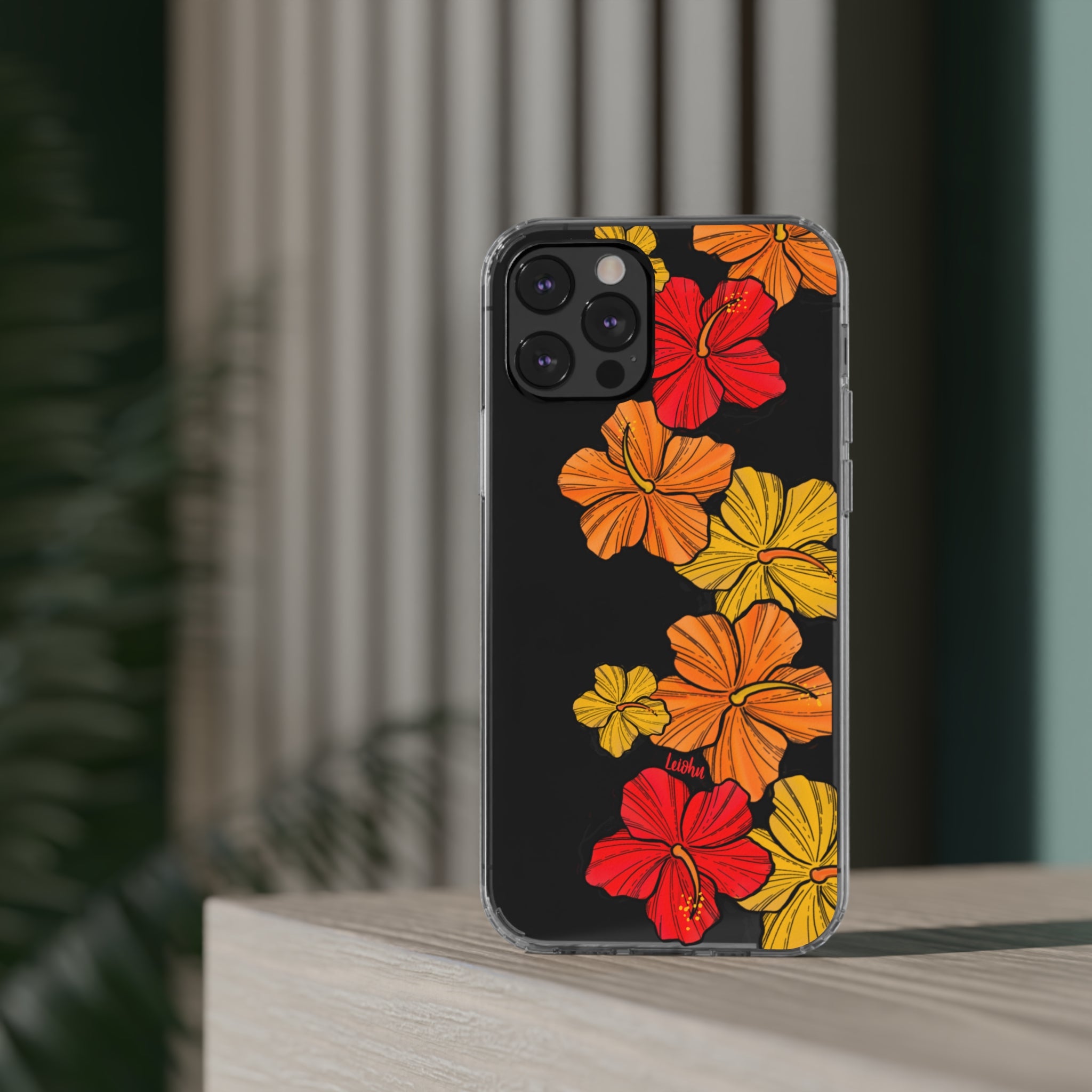 Hibiscus Retro Clear Phone Case - Durable Protective Cover for iPhone & Samsung - Floral Design for Stylish Protection | Perfect for Everyday Use, Travel & Gifting