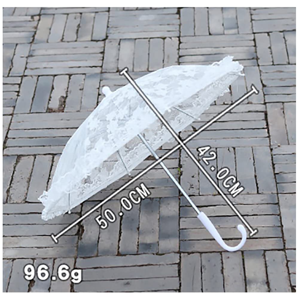 Elegant White Lace Wedding Umbrella with Rose Pattern - Handmade Bridal Accessory for Wedding Photography, Party Decor & Outdoor Ceremonies