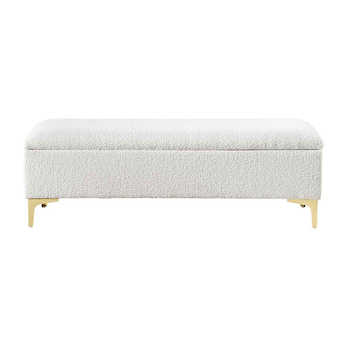 Georgia Boucle Storage Bench - Upholstered Ottoman with Removable Cushion for Entryway, Bedroom & Living Room - Stylish & Functional Home Decor