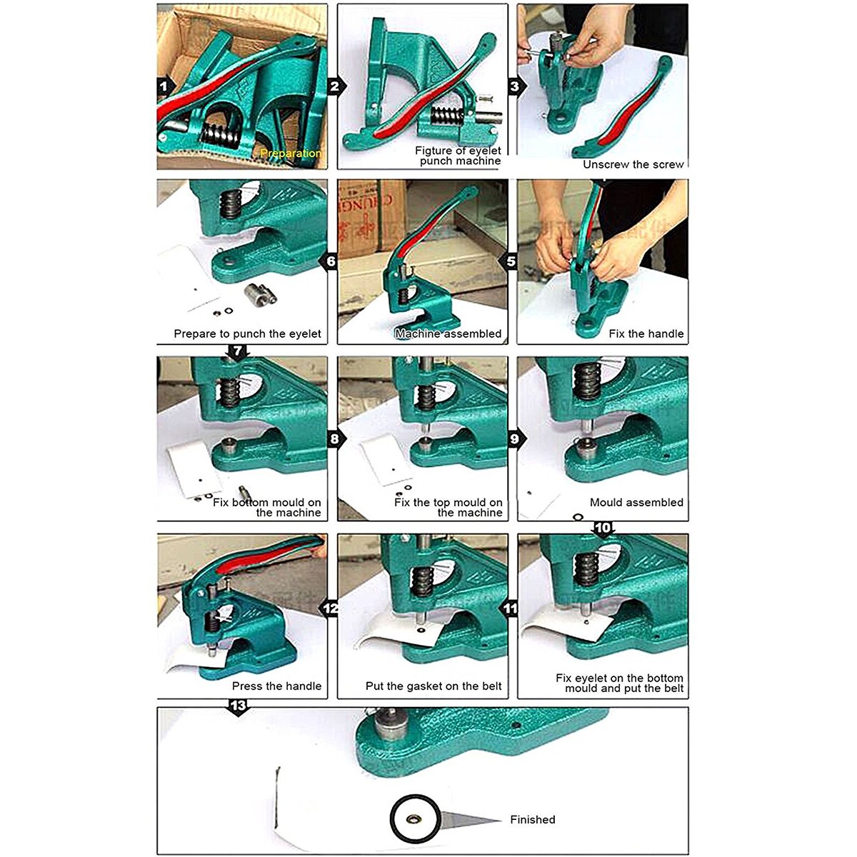 18mm Green Hand Press Machine with Grommet Tool & Hole Cutter - Perfect for Leather Craft, DIY Projects, and Fabric Work