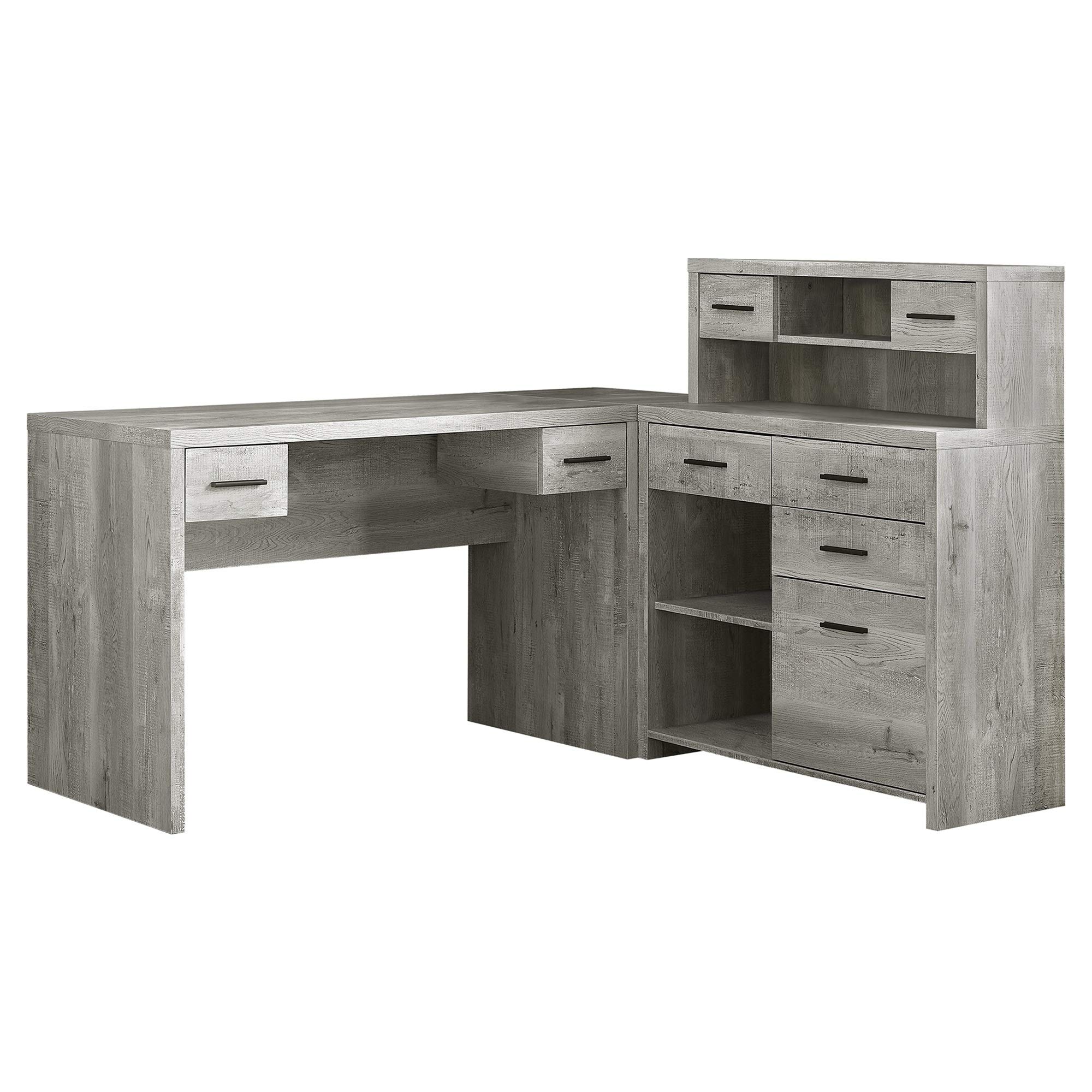 Ergonomic Computer Desk with Reclaimed Wood - Grey L-Shaped Corner Desk for Home Office, Gaming & Study | Left or Right Facing Design