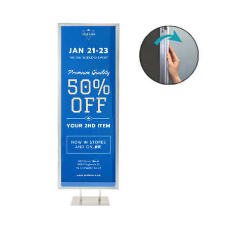 Double Pole Floor Stand 24x72 Sign Holder | 1 1/4