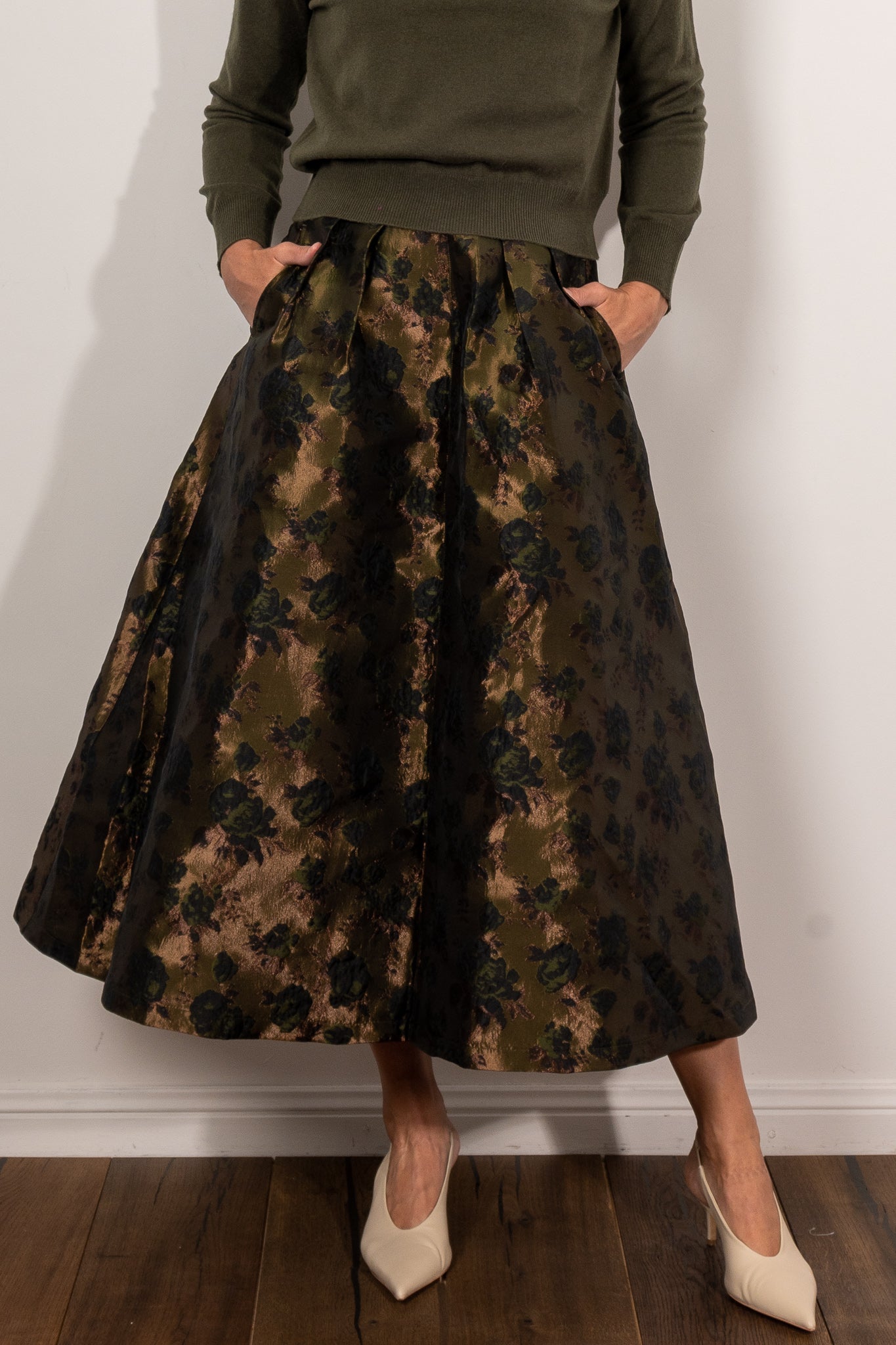 M.A. Dainty Parted Skirt - Women's Fashion Flowy Midi Skirt for Casual Wear, Office & Date Night Outfits