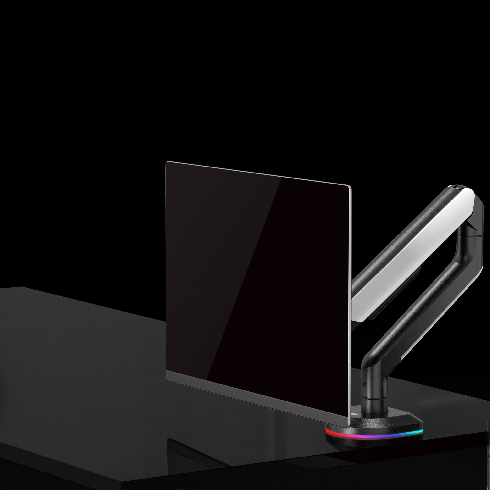 RGB Single Monitor Arm - Spring Assisted Adjustable Desk Mount for Gaming & Office Use - Ergonomic VESA 75/100mm Stand for Computer Screens (Home, Office, Gaming Setup)