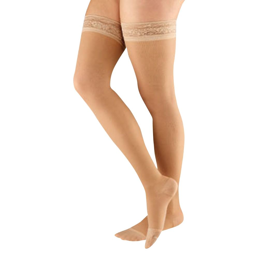 Actifi Women's Sheer 8-15 mmHg Thigh High Compression Stockings - Mild Support Closed Toe for Varicose Veins & Circulation - Perfect for Nurses, Travel & Pregnancy