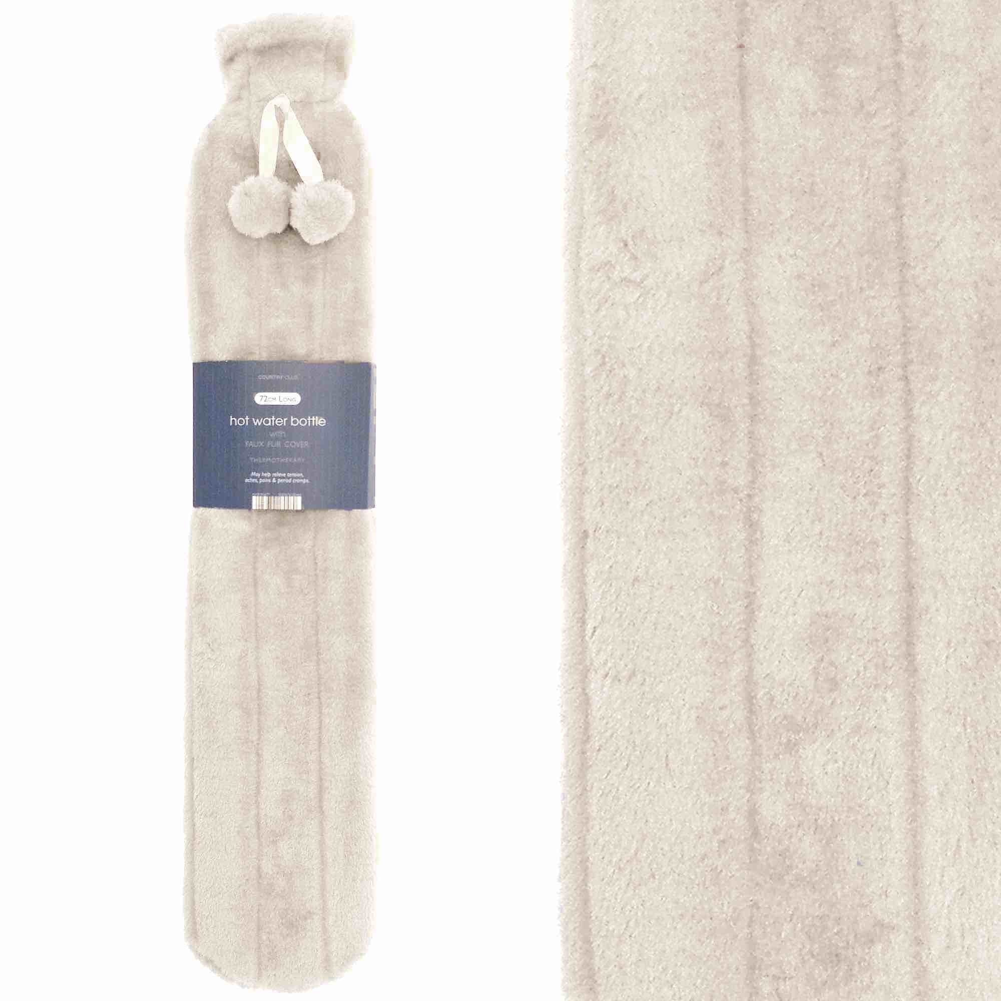 72cm Extra Long Faux Fur Hot Water Bottle - Soft & Cozy for Winter Warmth, Perfect for Bed, Couch, and Office Use
