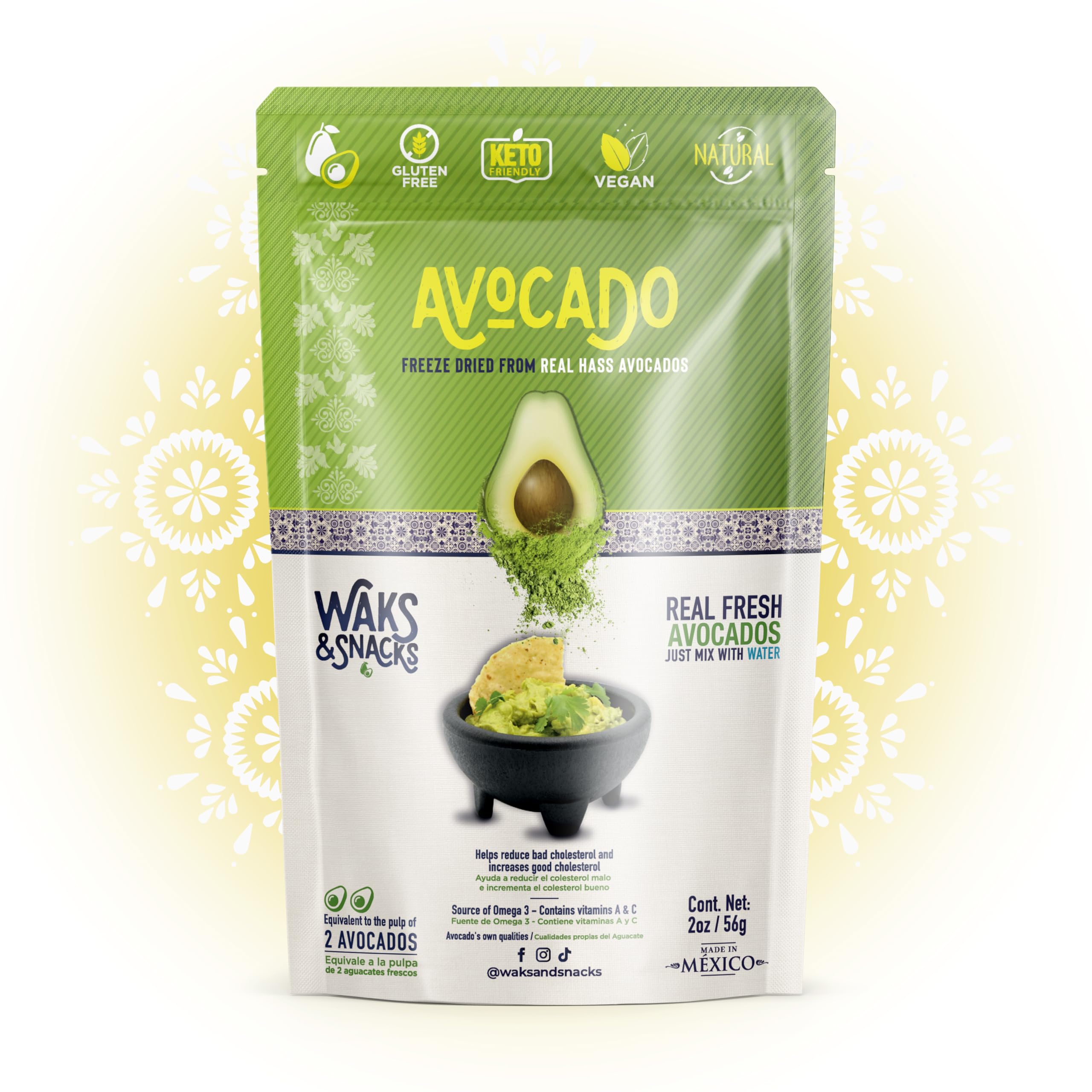 Freeze-Dried Avocado Slices - 100% Natural Hass Avocados | Vegan, Gluten-Free, Non-GMO Snack | Perfect for Toast, Salads & Smoothie Bowls | Great for Camping, Hiking & Emergency Food Storage | 2 Oz Resealable Pack (1-Pack)