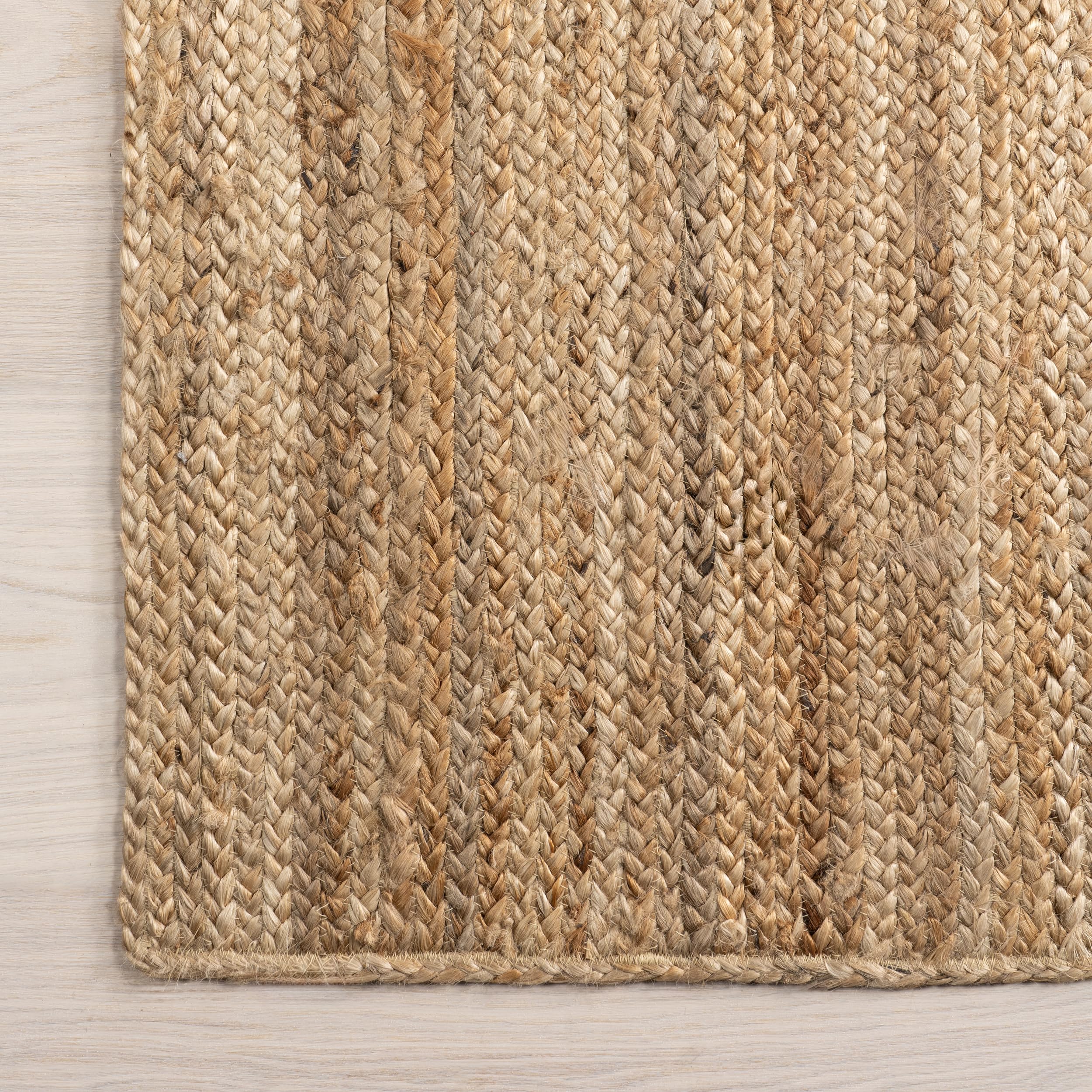 nuLOOM 8' Round Rigo Jute Hand Woven Natural Fiber Area Rug - Farmhouse Solid Design for Bedroom, Living Room, Dining Room, Hallway, Office, Kitchen & Entryway - Perfect for Boho, Coastal & Rustic Home Decor