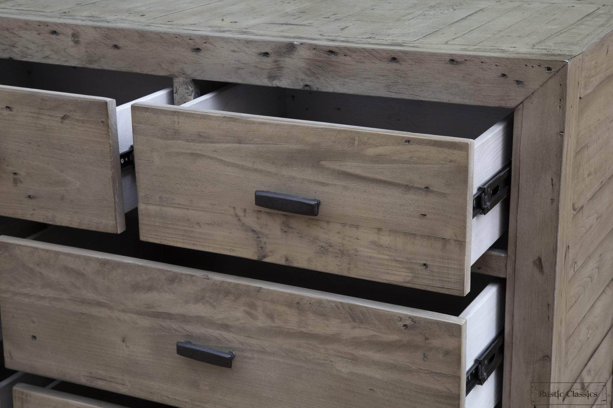 Whistler Reclaimed Wood 7-Drawer Dresser in Grey - Vintage Style Bedroom Furniture for Storage & Organization