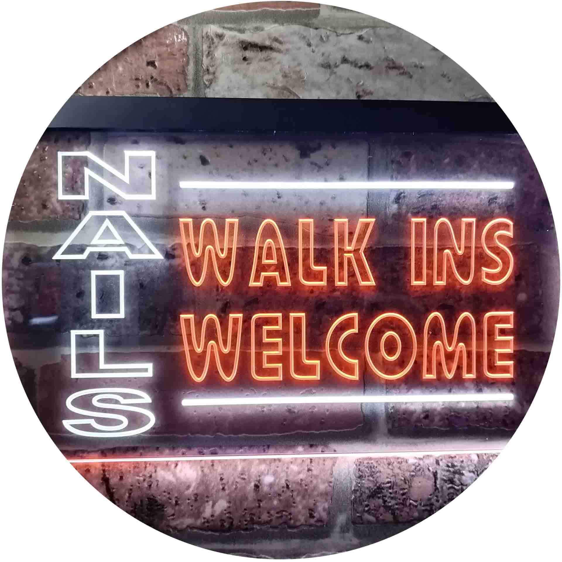 ADVPRO Nails Walk in Welcome Dual Color LED Neon Sign - White & Orange 24