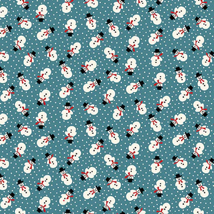 Buttermilk Basin Winter in Snowtown Dark Blue Tossed Snowmen Fabric by the Yard - Perfect for Quilting, Holiday Decor & DIY Christmas Crafts