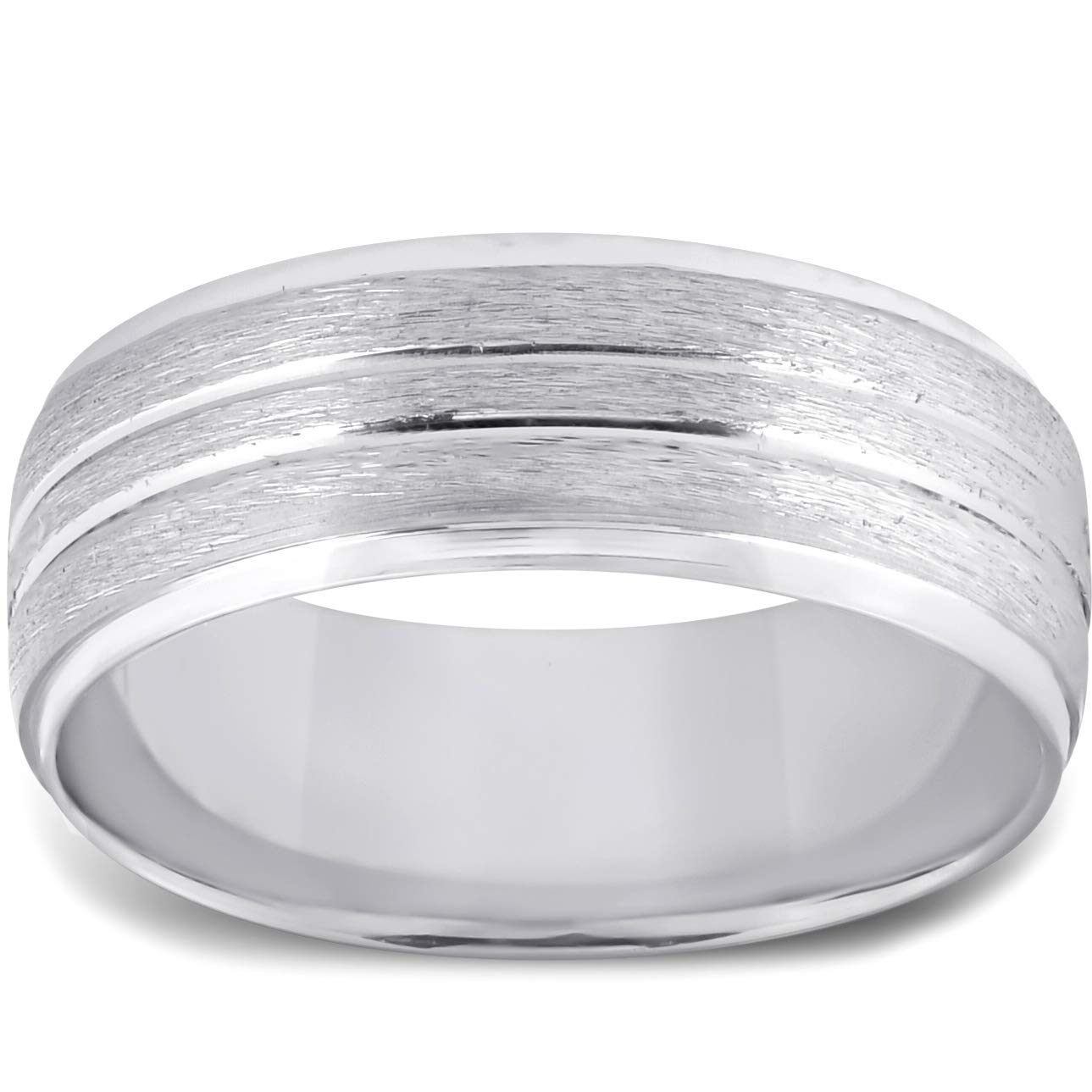 14K White Gold Comfort Fit Brushed Wedding Band Ring for Men - Perfect for Engagement, Anniversary & Everyday Wear