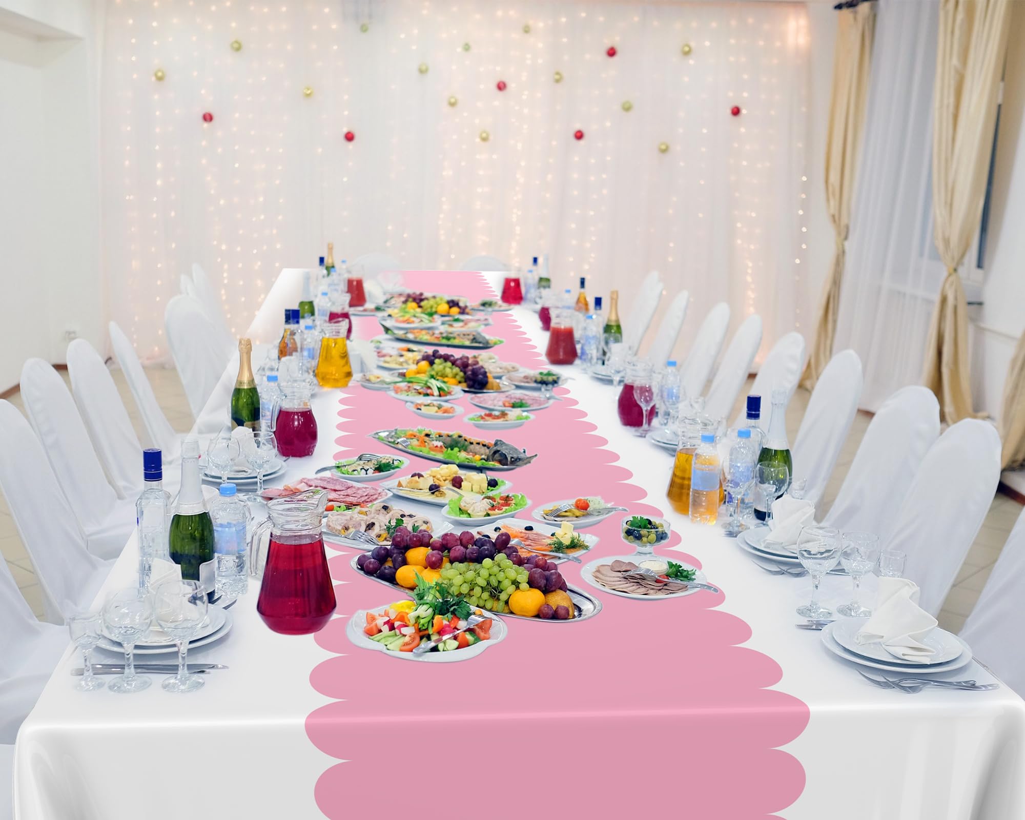 Oudain 6 Pack Pink Plastic Tablecloth 54 x 108 Inch - Disposable Vinyl Table Cover for Wedding, Birthday, Baby Shower, Mermaid & Unicorn Party Decor - Light Pink Table Runner for Indoor & Outdoor Events