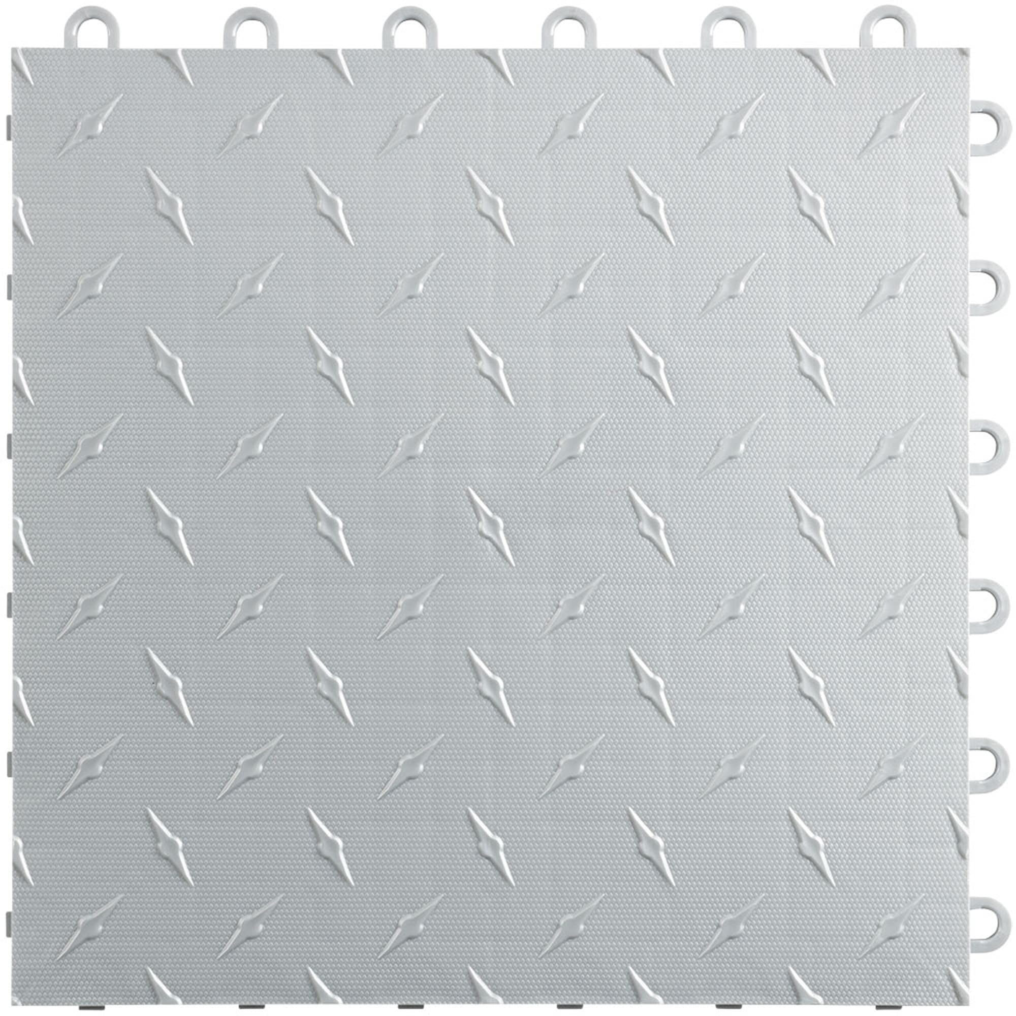 Speedway Garage Floor Tiles 50-Pack - Diamond Lock Interlocking Tiles for Garage, Workshop & Basement - Silver (789453S-50) | Durable & Easy Installation for Home & Commercial Use