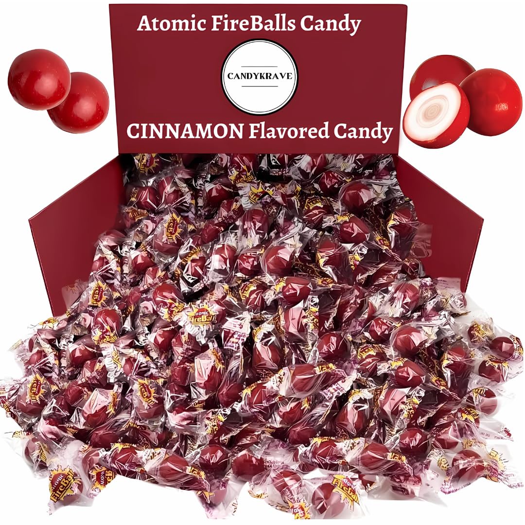 Bulk Atomic Fireballs Candy - 5 LB Cinnamon Flavored Hard Candy Individually Wrapped - Jawbreakers for Parties, Halloween Treats & Office Snacks
