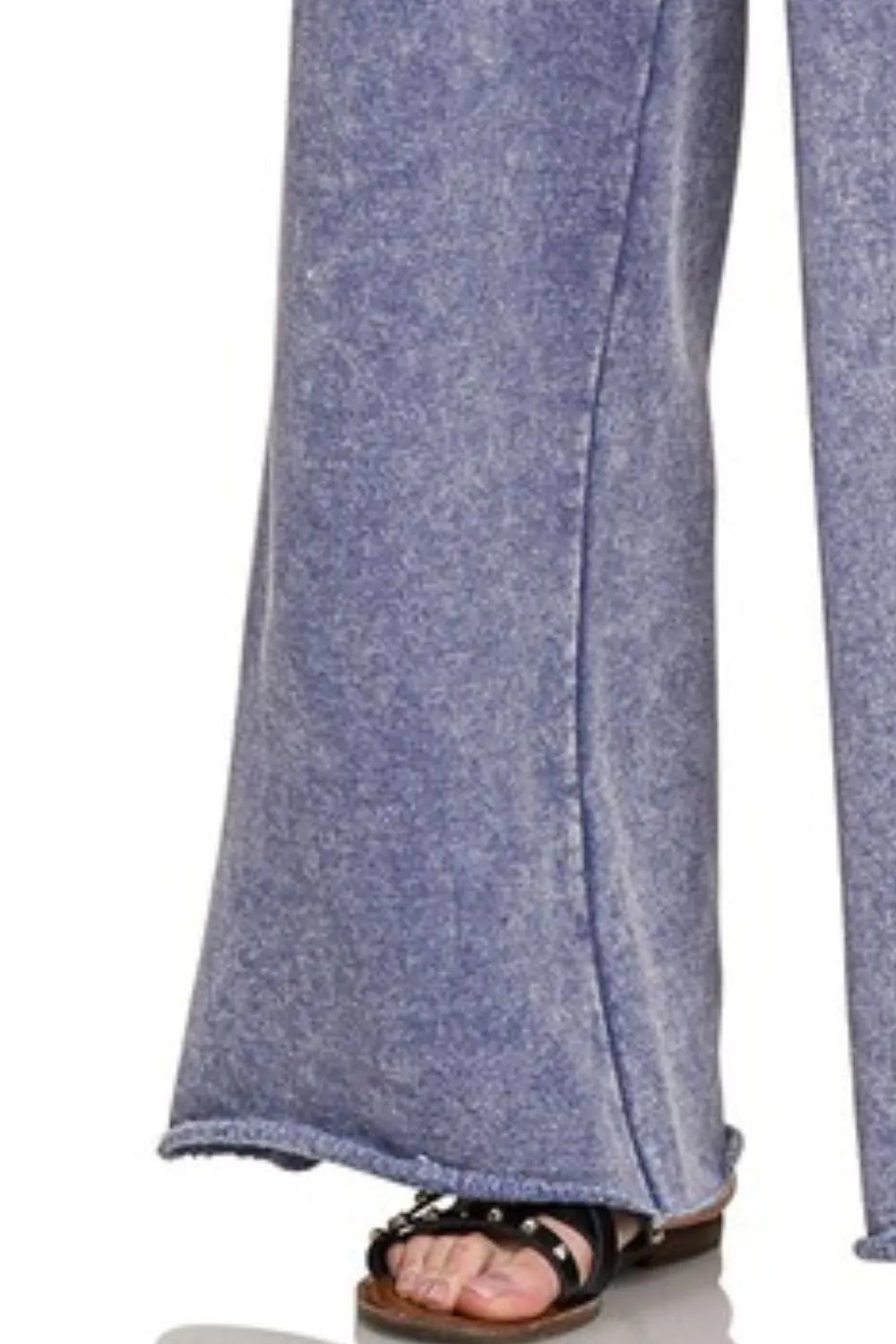 Acid Wash Fleece Palazzo Sweatpants with Pockets - Women's Comfortable Lounge Pants for Yoga, Travel & Home Wear