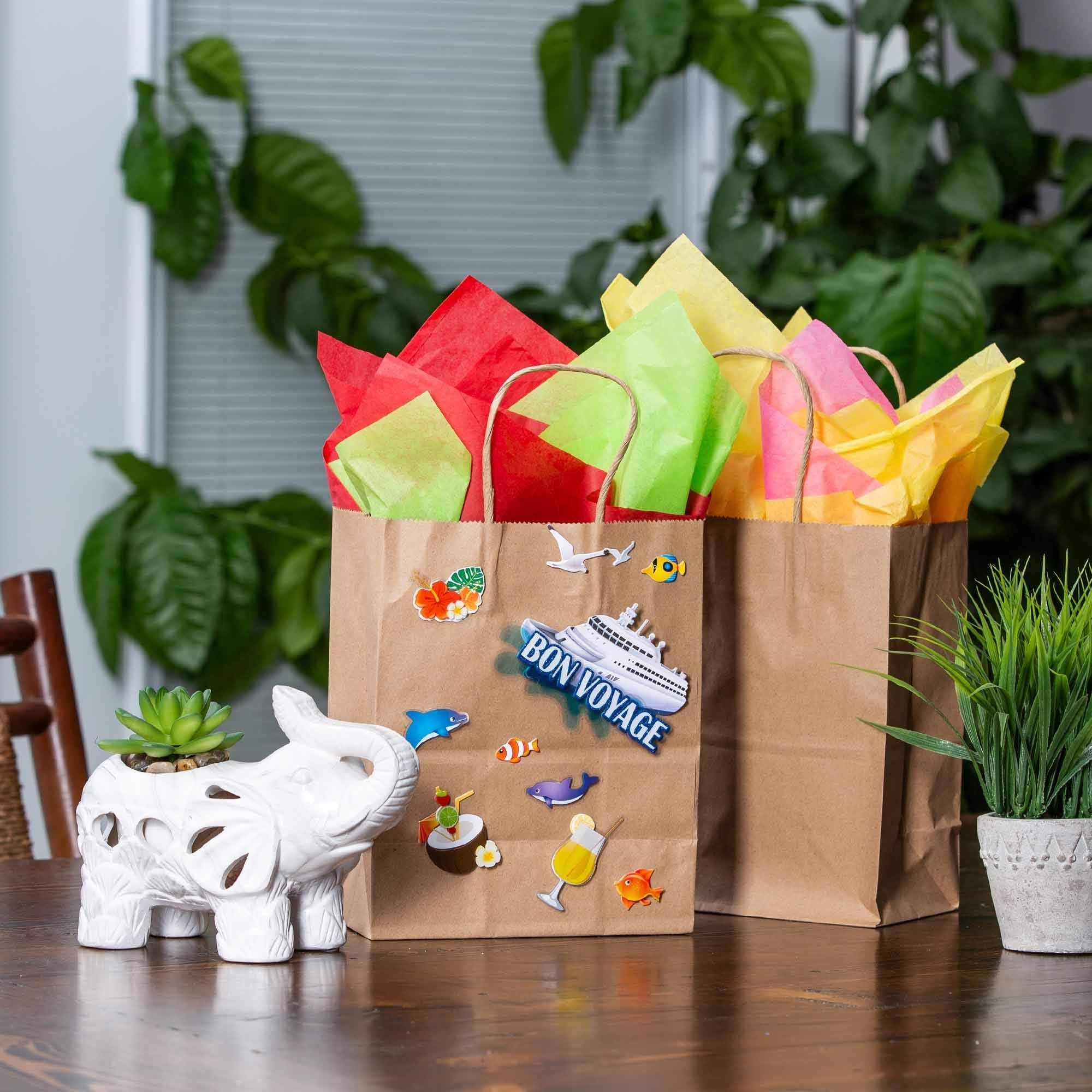 Eco-Friendly Brown Kraft Paper Bags with Handles - Bulk Pack of 300 (8x4.5x10.5 Inches) - Perfect for Retail Shopping, Gift Packaging, Party Favors, Wedding Decor & Craft Projects - Recyclable & Sustainable Business Merchandise Bags