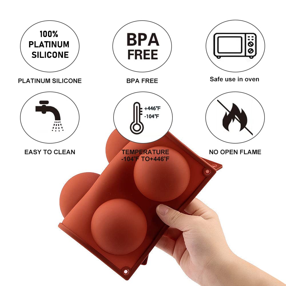 4 PCS Semi-Circular Silicone Baking Molds - BPA Free Non-Stick Half Sphere Molds for Candy, Chocolate & Cookies | Perfect for DIY Desserts, Cake Decorating & Holiday Treats