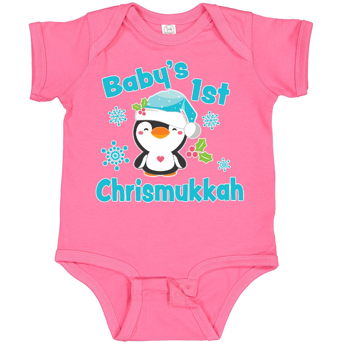 Inktastic Baby's 1st Chrismukkah Cute Penguin Bodysuit - Soft Cotton Baby Onesie for Holiday Celebrations & Family Photos