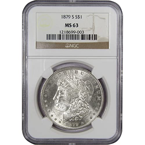 1879 S Morgan Silver Dollar $1 Coin - MS 63 NGC Certified, 90% Silver Uncirculated US Coin for Collectors | Perfect for Coin Collections, Investment & Historical Display