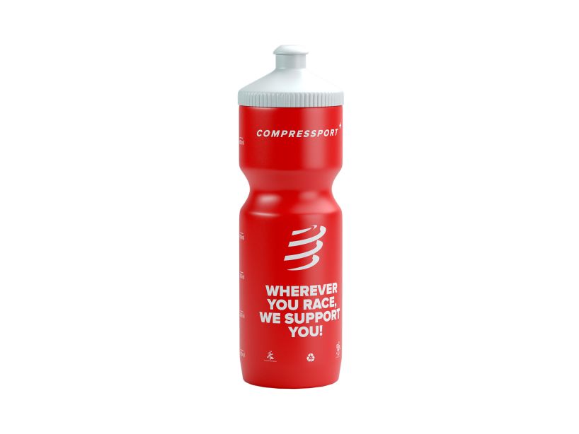 Compressport Cycling Water Bottle - Red & White - BPA Free, Leak Proof Sports Bottle for Road Bikes, Mountain Biking & Outdoor Workouts