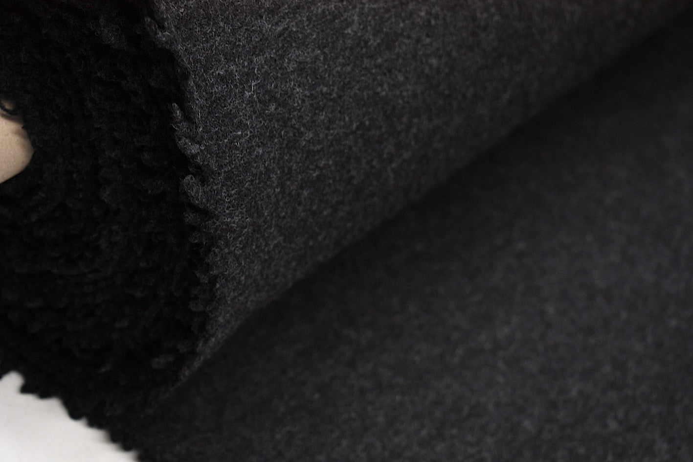 Premium Charcoal Tepore Marle Boiled Wool Fabric - Soft & Warm Material for Cozy Winter Clothing, Blankets & Home Decor