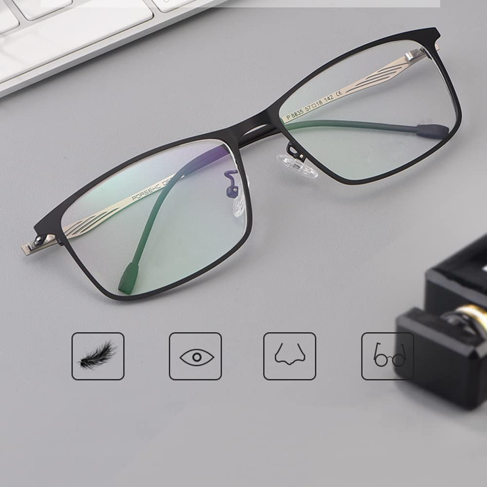 Premium Progressive Multifocal Blue Light Blocking Reading Glasses for Men - Titanium Business Frame with HD Aspheric Lenses (+1.0 to +3.0 Diopter) - Ideal for Office Work, Computer Use & Reading