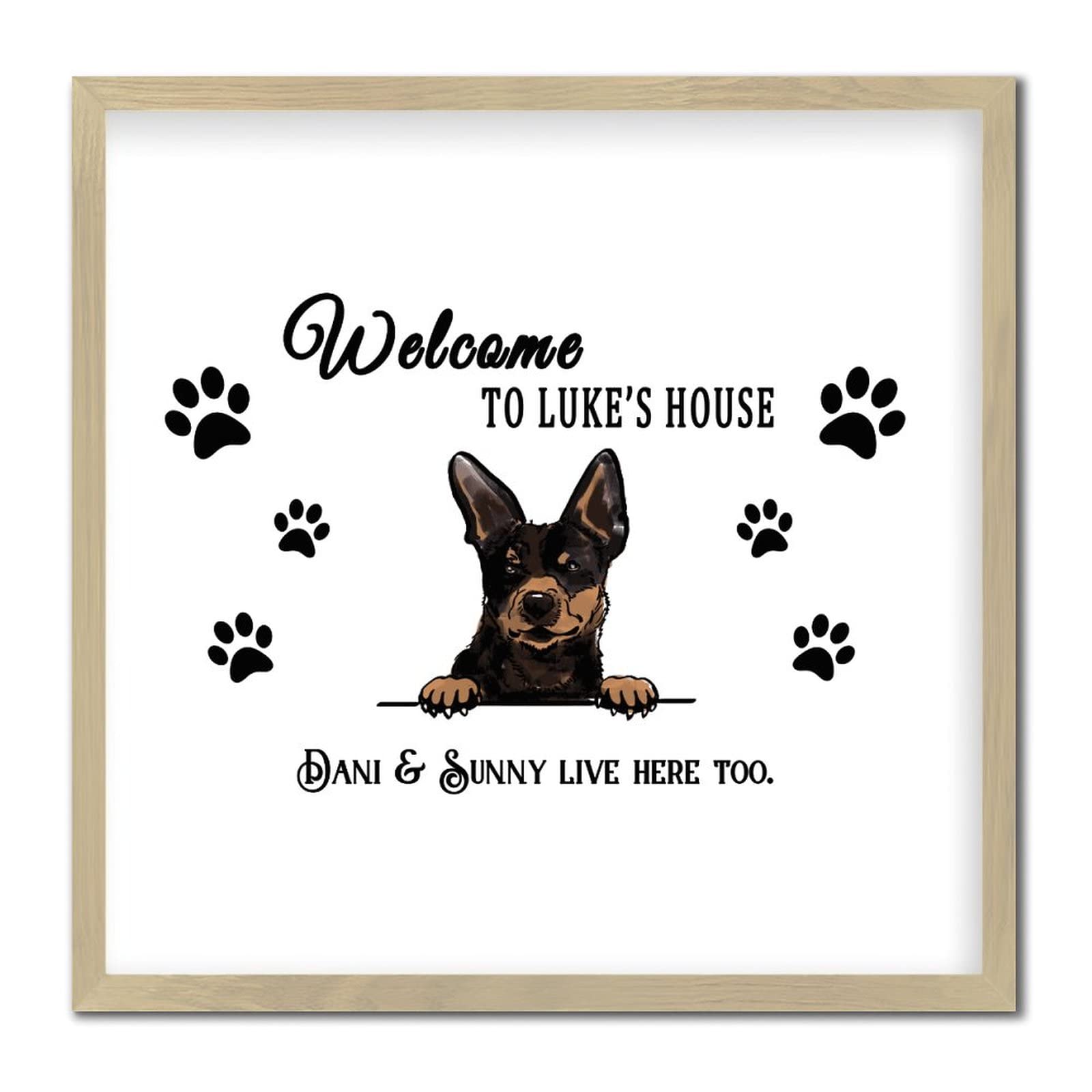 Personalized Welcome Home Dog Sign - Farmhouse Wooden Wall Decor for Pet Lovers - Custom Dog Paw Print & Watercolor Wall Art - Perfect Gift for Men & Women - Framed Hanging Sign for Bedroom, Living Room, or Entryway Decor