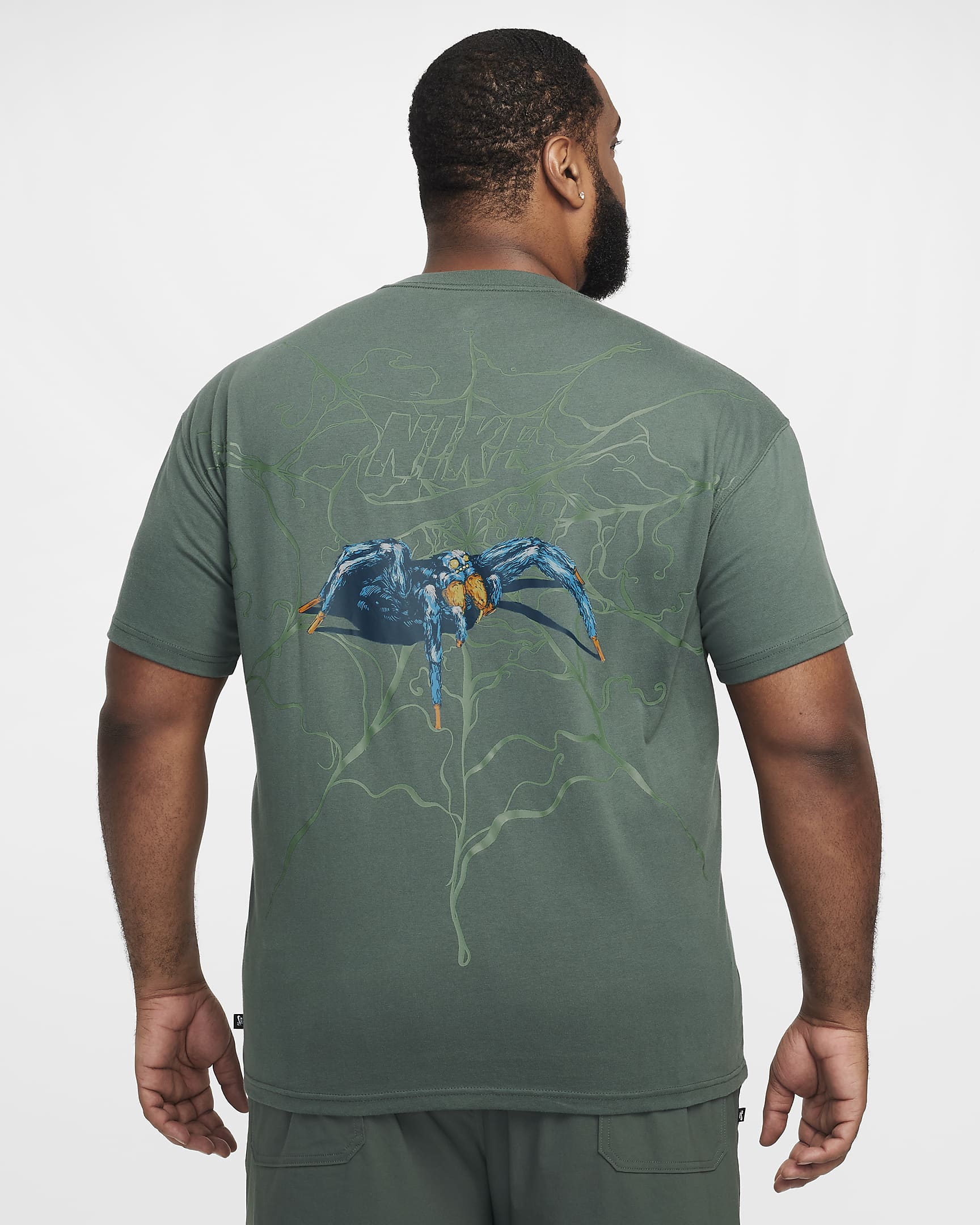 Nike SB OC Halloween Spider Shirt - Vintage Green Graphic Tee for Skateboarding & Streetwear Fashion | Perfect for Halloween Parties & Urban Style