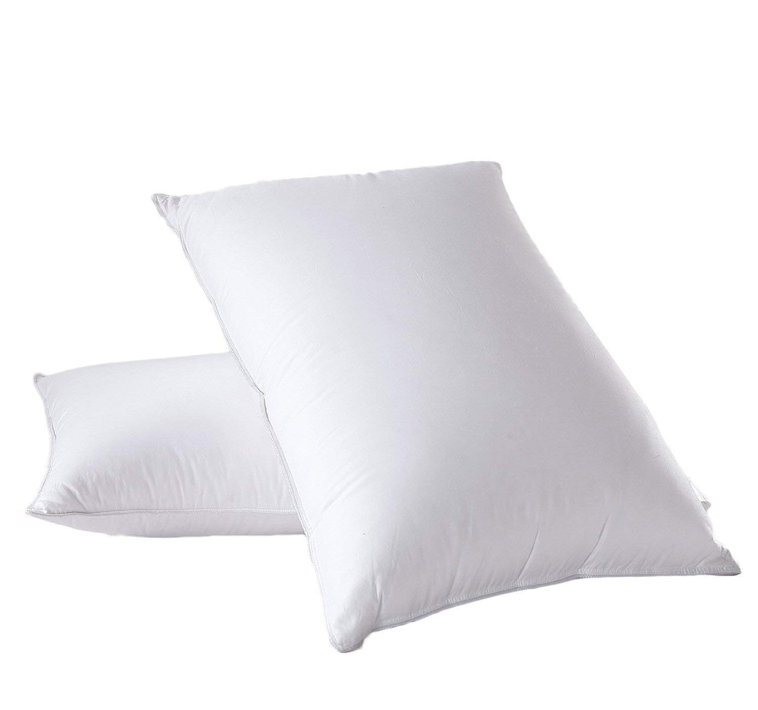 Royal Hotel Down Pillow Set - 2 Pack, 100% Cotton 500TC, Extra Firm for Back Sleepers