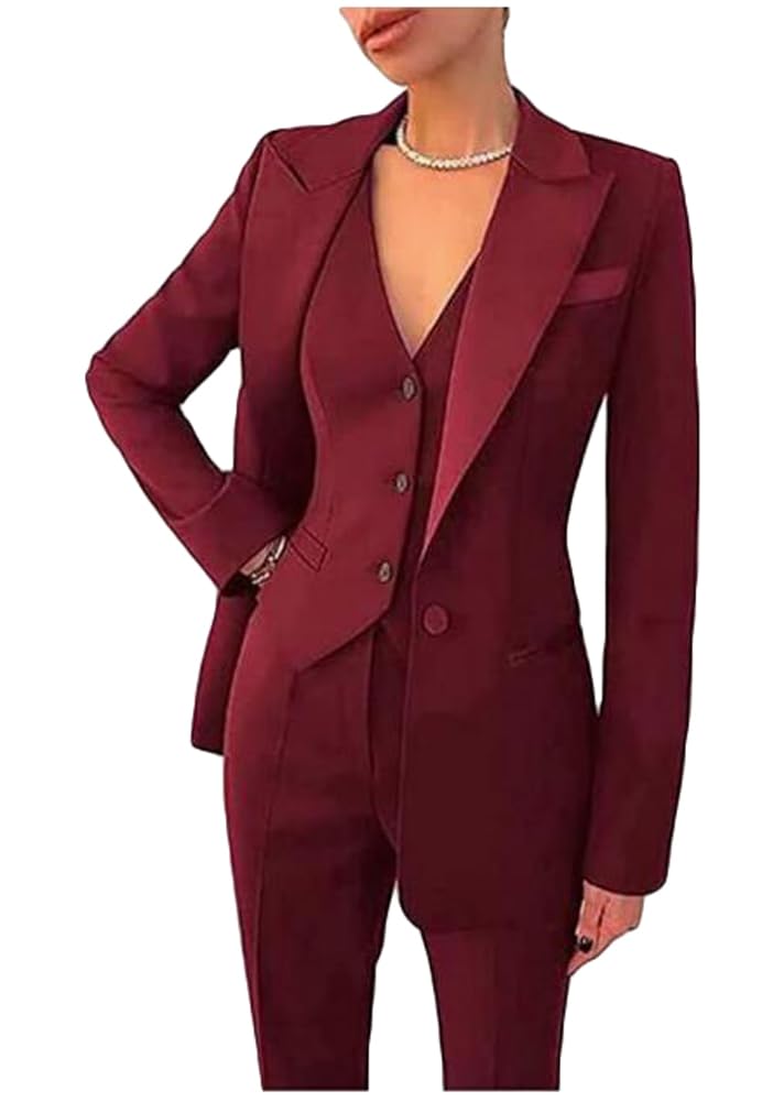 Women's 3-Piece Business Suit Set - Blazer, Vest & Pants for Office Work, Professional Outfits, Prom & Party | Formal Attire for Career Women & Special Occasions
