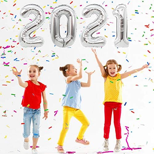 40 Inch 2021 Silver Balloons Banner - Large Party Decorations for New Year, Graduation, Anniversary & Special Events - Perfect for Indoor/Outdoor Celebrations