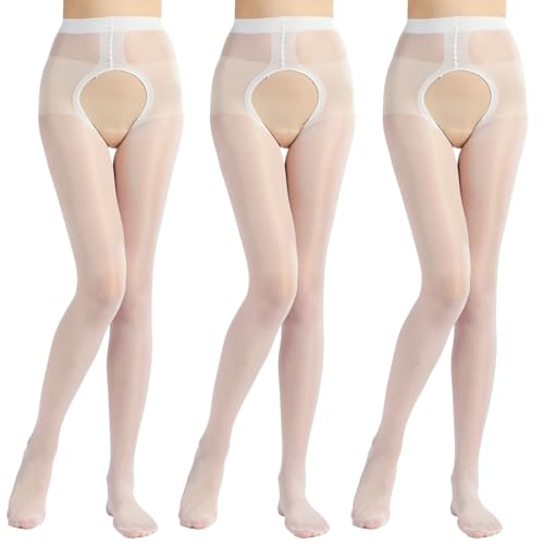 3 Pairs of White Crotch Opening