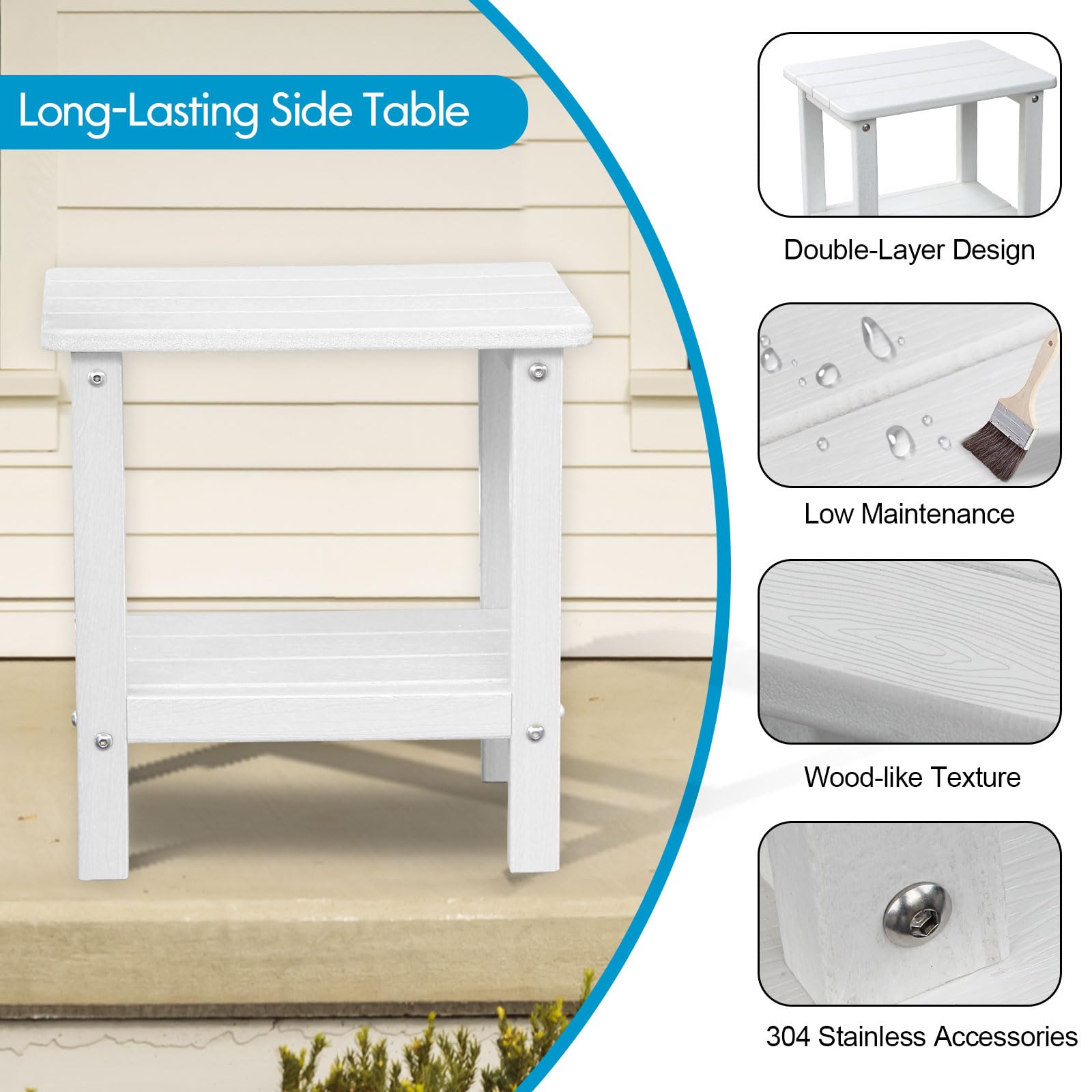 **Folding Adirondack Chairs with Side Table - Weather-Resistant Modern Outdoor Chairs for Patio, Porch, Deck, Garden & Fire Pit - Perfect for Relaxing & Lounging**