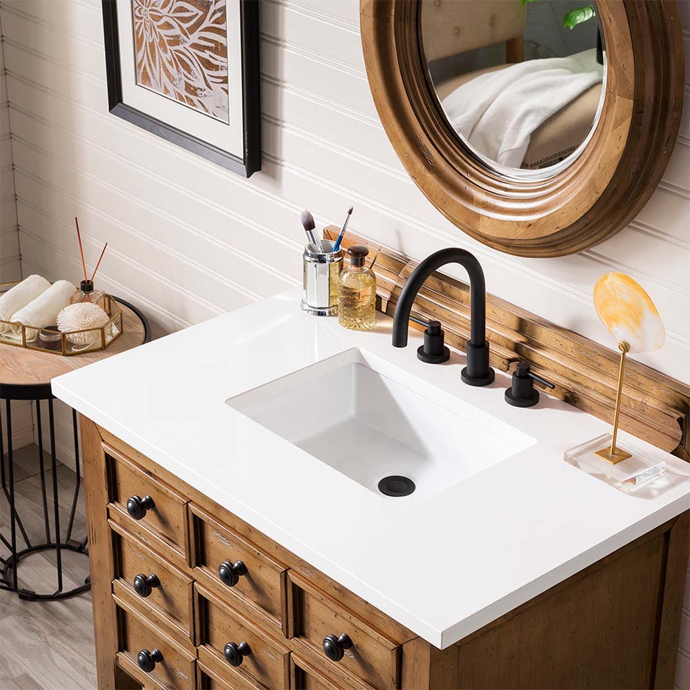 James Martin Vanities Malibu Collection 36-Inch Single Bathroom Vanity in Honey Alder with Countertop Options - Perfect for Modern Bathroom Remodeling and Home Renovation Projects