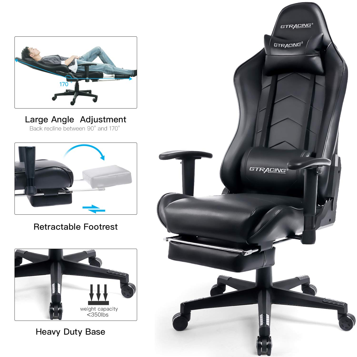 Ergonomic Adjustable Footrest GT901 - Comfortable Under Desk Foot Rest for Office & Home - Improves Posture & Reduces Leg Fatigue (Ideal for Work, Gaming & Relaxation)