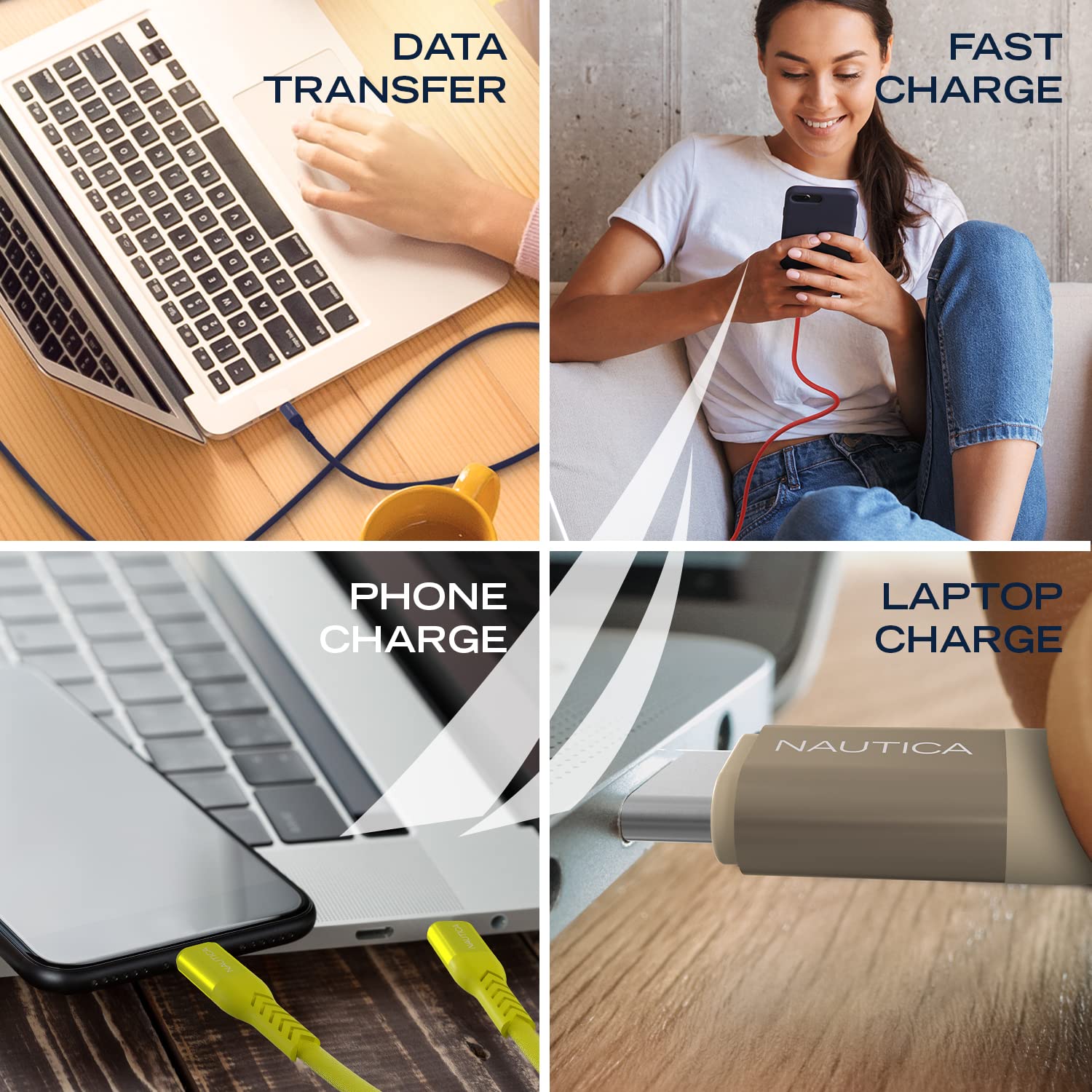Nautica USB-C to USB-A Fast Charging Cable 4.5A - Compatible with Galaxy S9/S10/S10+, LG V20/G5/G6, PS5 Controller - High Speed Charging Cord for Phones, Tablets & Gaming Devices - Perfect for Home, Office & Travel Charging