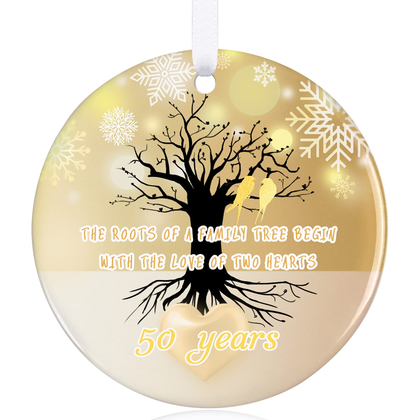 50th Wedding Anniversary Ornament - Golden Anniversary Gift for Couples - Personalized Keepsake for 50 Years Together - Christmas Tree Decoration - Perfect for Holiday Decor, Anniversary Celebrations & Romantic Gifts
