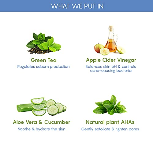 The Moms Co Natural Green Tea Face Toner for Oily Skin - Acne Treatment with Aloe Vera & Cucumber - Pore Minimizer & Hydrating Facial Toner (200ml) | Perfect for Daily Skincare Routine & Post-Workout Refresh