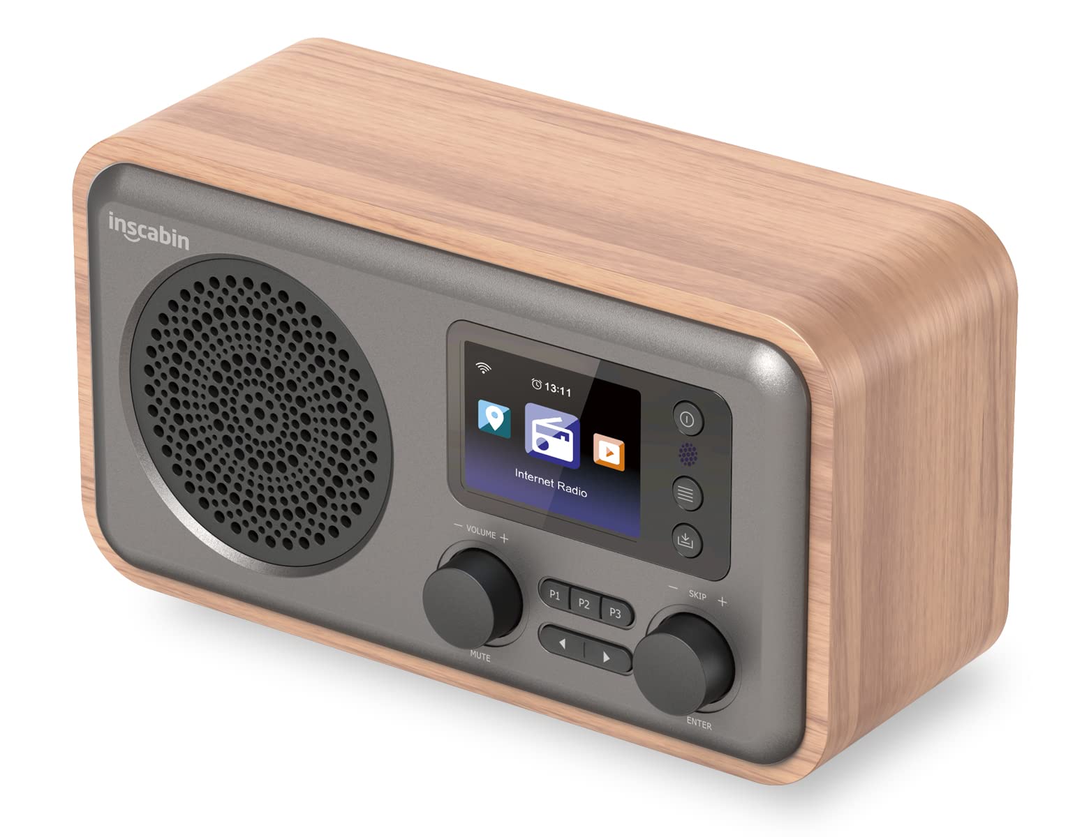 Inscabin D8 Internet DAB/DAB+ Digital Radio with Spotify Connect & Bluetooth - Wireless Streaming Radio for Home, Office, Kitchen | Cherry Wood Finish