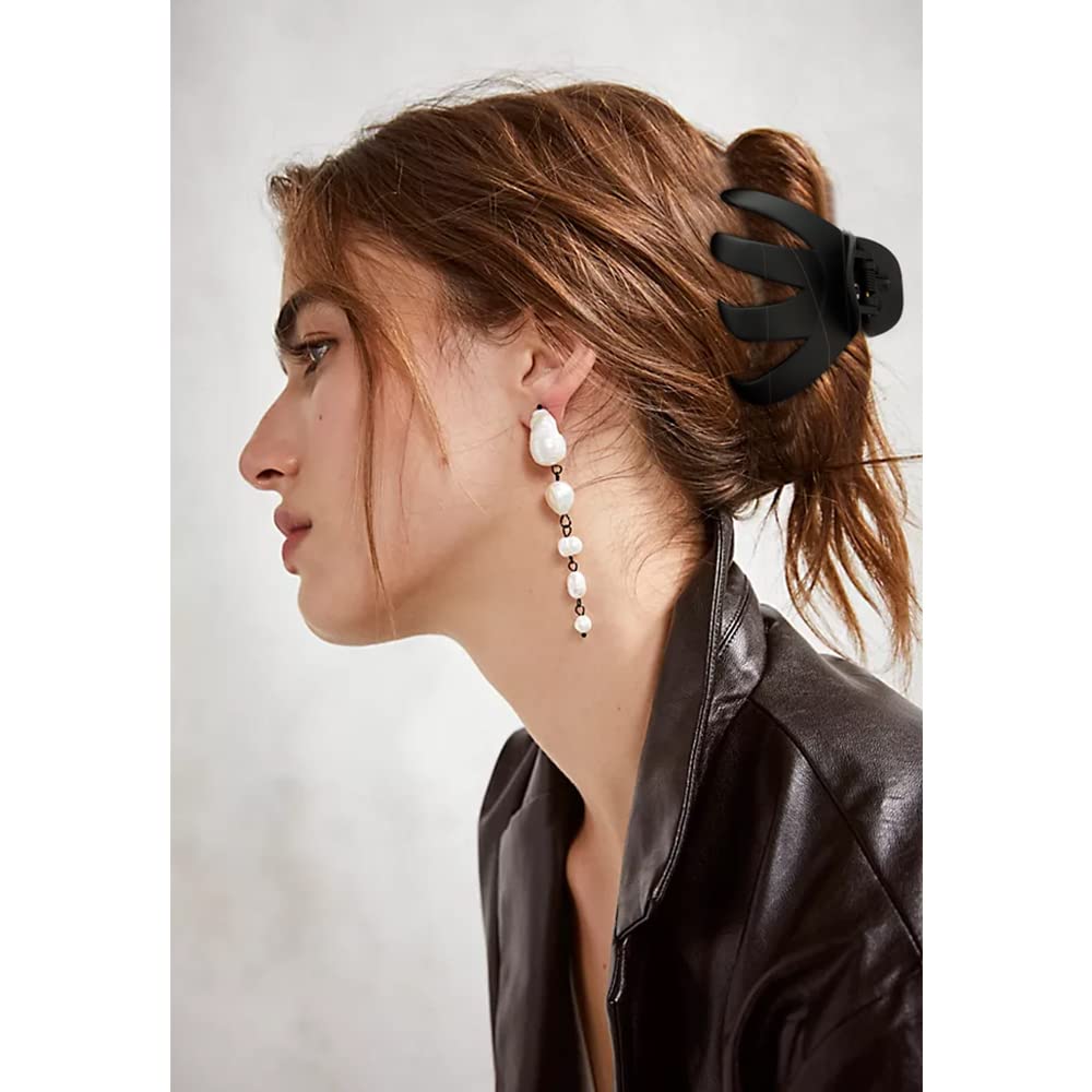 Jumbo Octopus Hair Clips - Matte Black Claw Clips for Thick Hair (5 Pack) - Perfect for Long Hair Styling