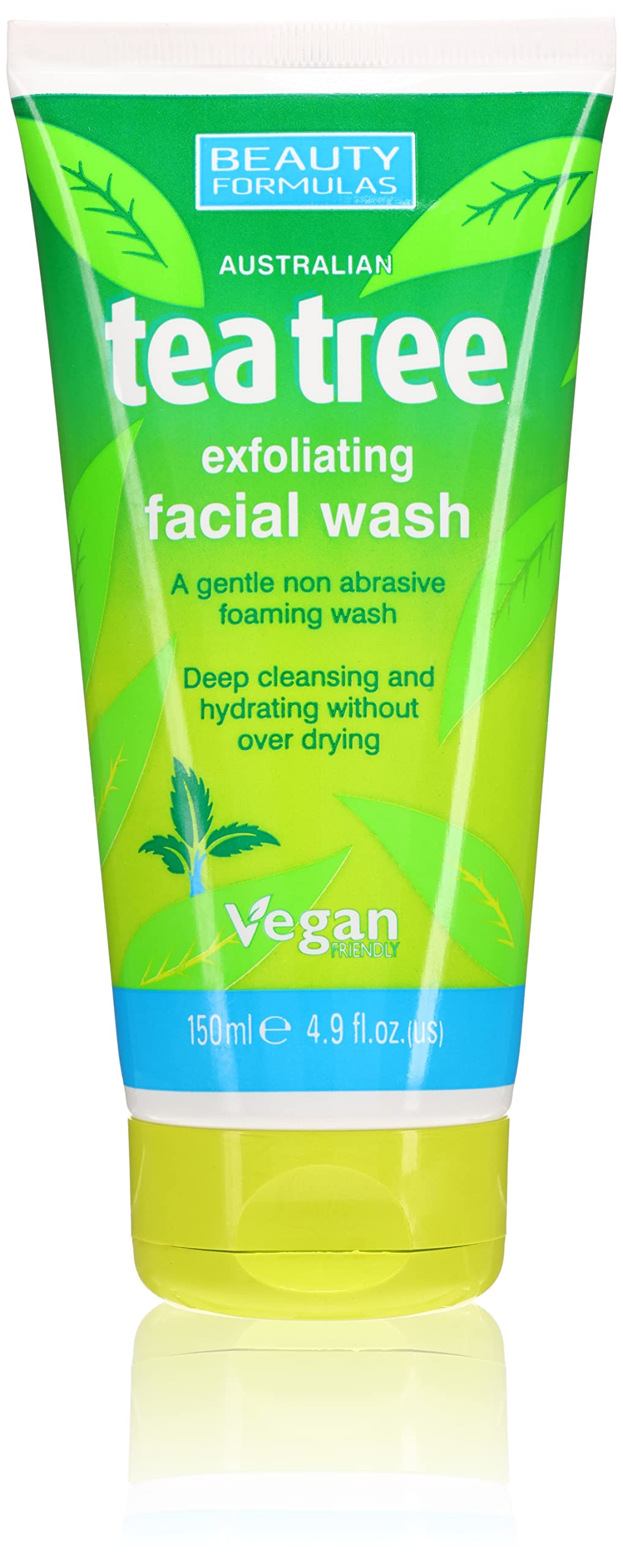 Beauty Formulas Tea Tree Exfoliating Facial Wash 150ml - Deep Cleansing & Acne Treatment for Oily & Problem Skin - Perfect for Daily Skincare Routine & Post-Workout Refresh