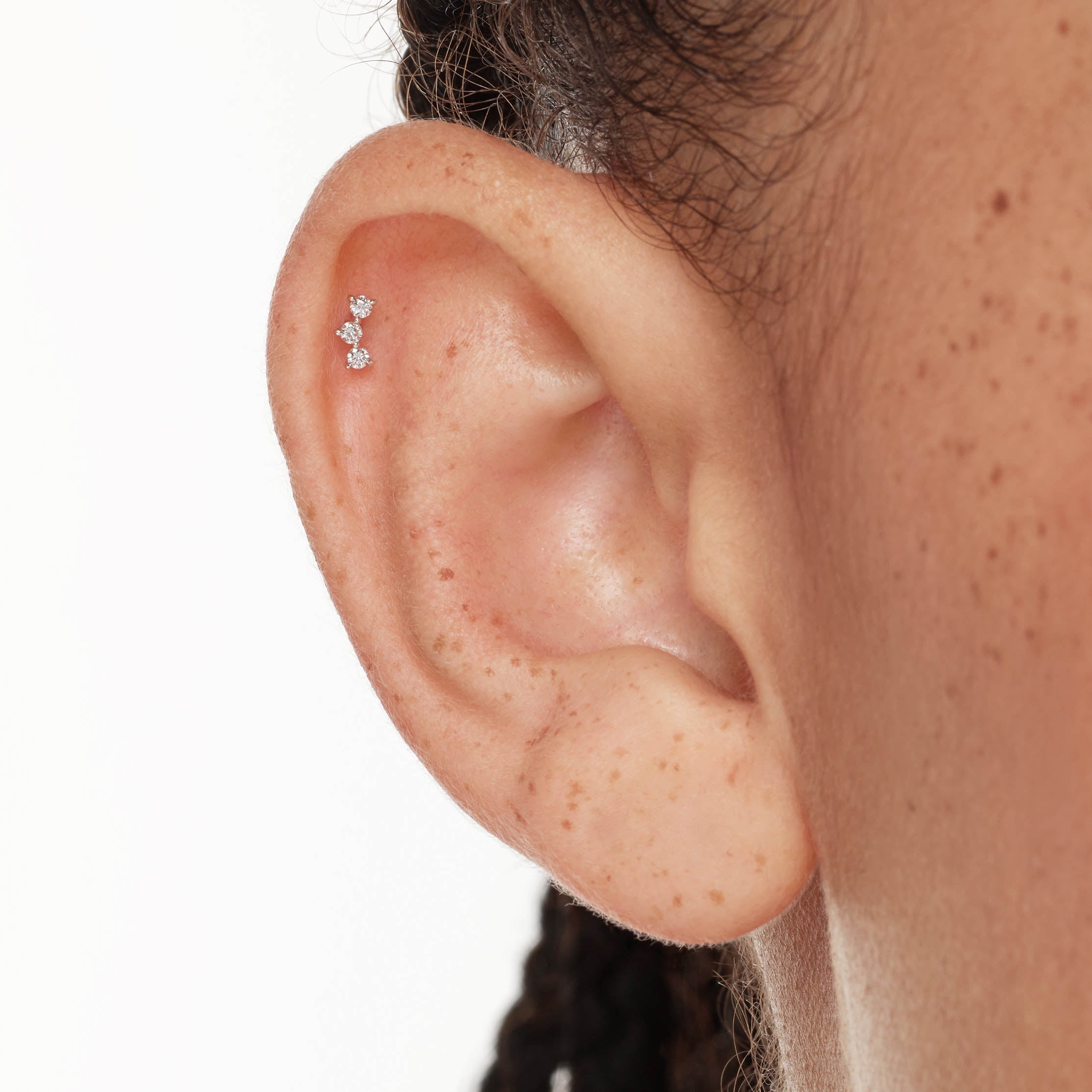 Lab-Grown Diamond Trio Bar Helix Single Stud Earrings in Sterling Silver - Perfect for Everyday Wear, Gifts & Special Occasions