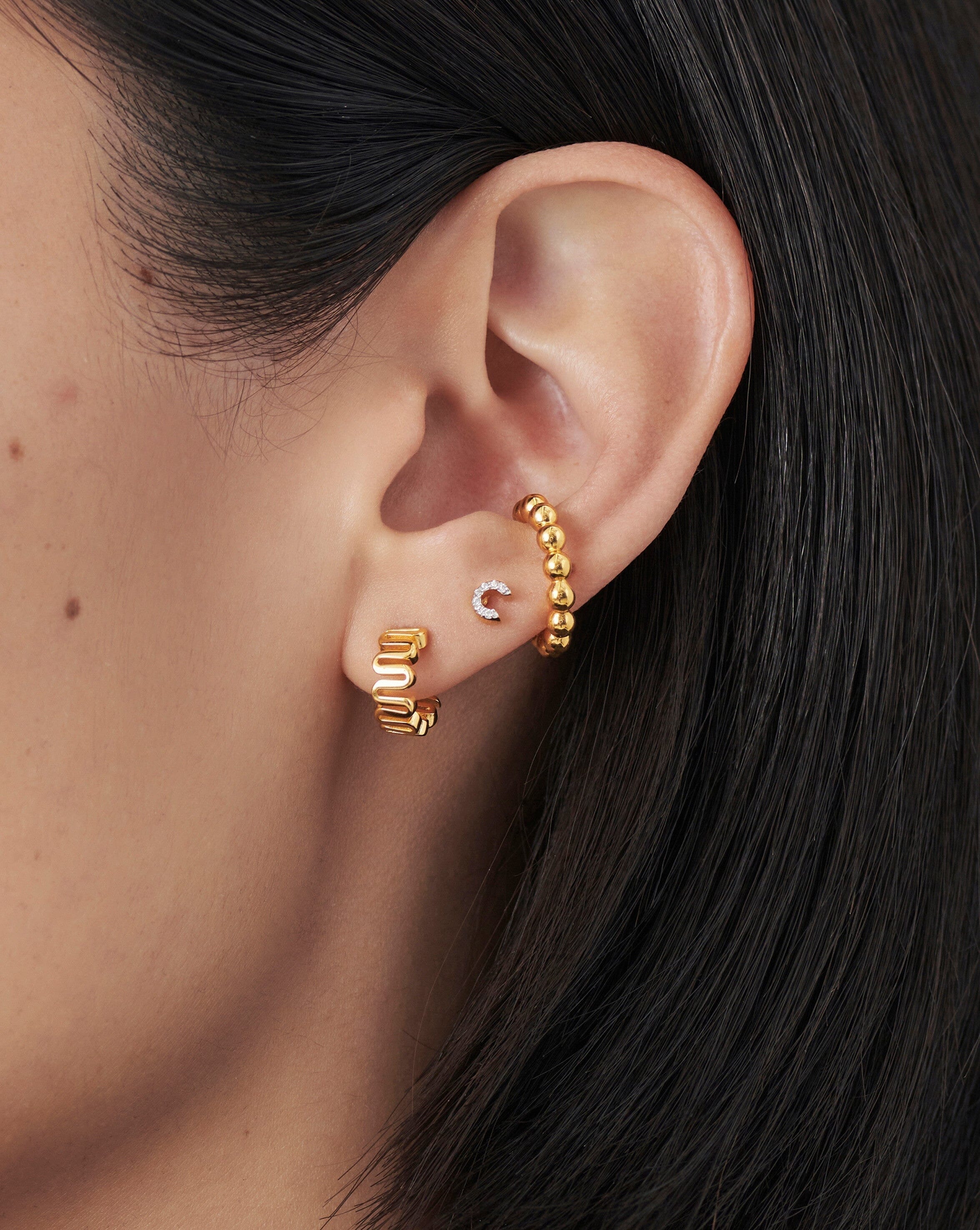 Pave Initial Single Stud Earring - Personalized 18k Gold Vermeil Cubic Zirconia Monogram Jewelry for Women | Perfect Gift for Birthday, Anniversary & Everyday Elegance