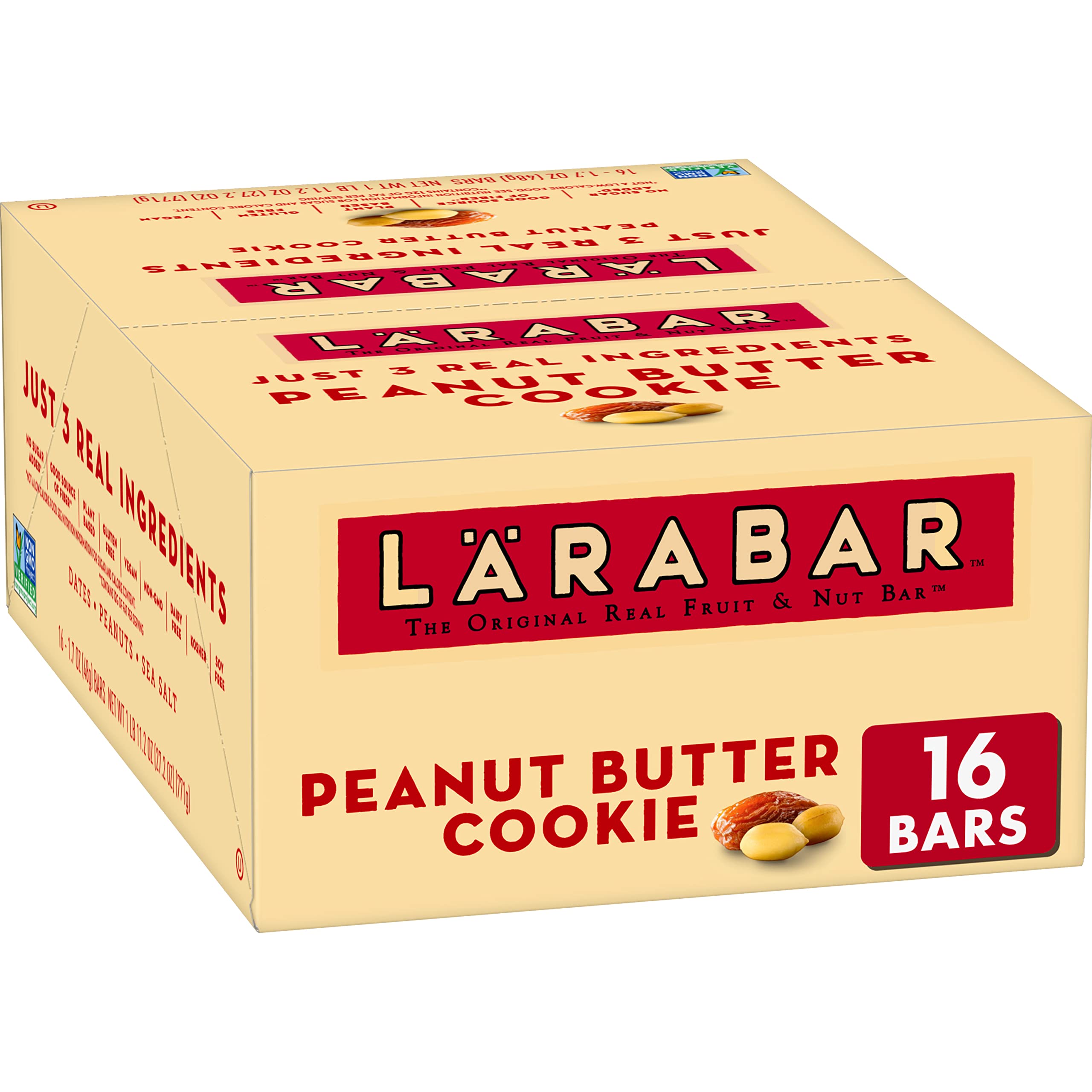Larabar Peanut Butter Cookie Gluten Free Vegan Fruit & Nut Energy Bar - 16 Count (27.2 oz) - Healthy Snack for Hiking, Travel & On-the-Go Nutrition